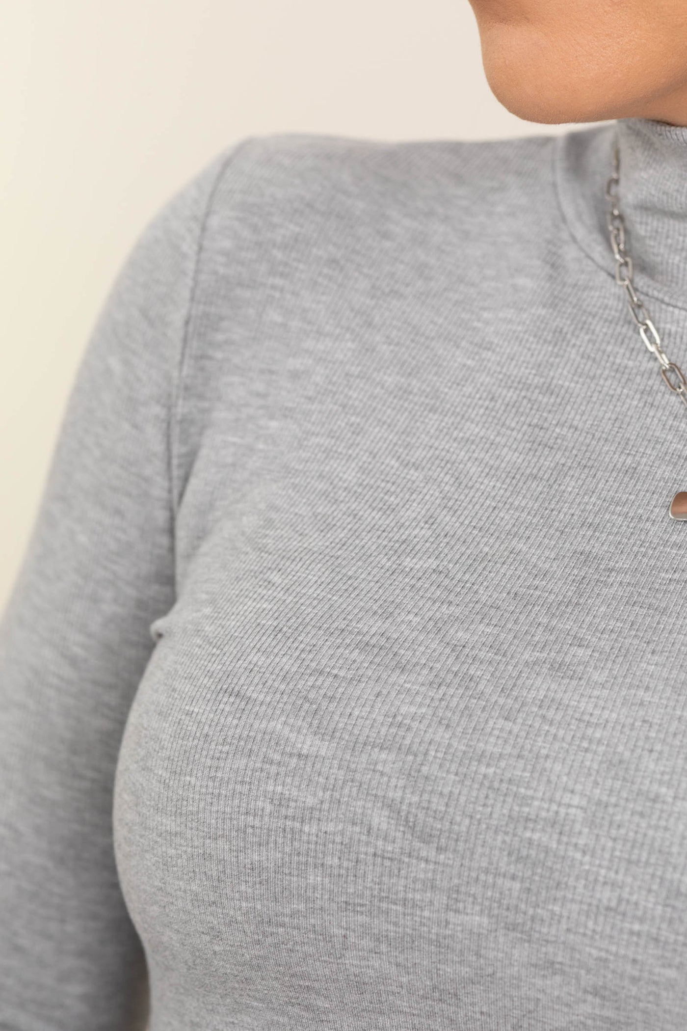 Micro Ribbed Long Sleeve Turtleneck Knit Tops