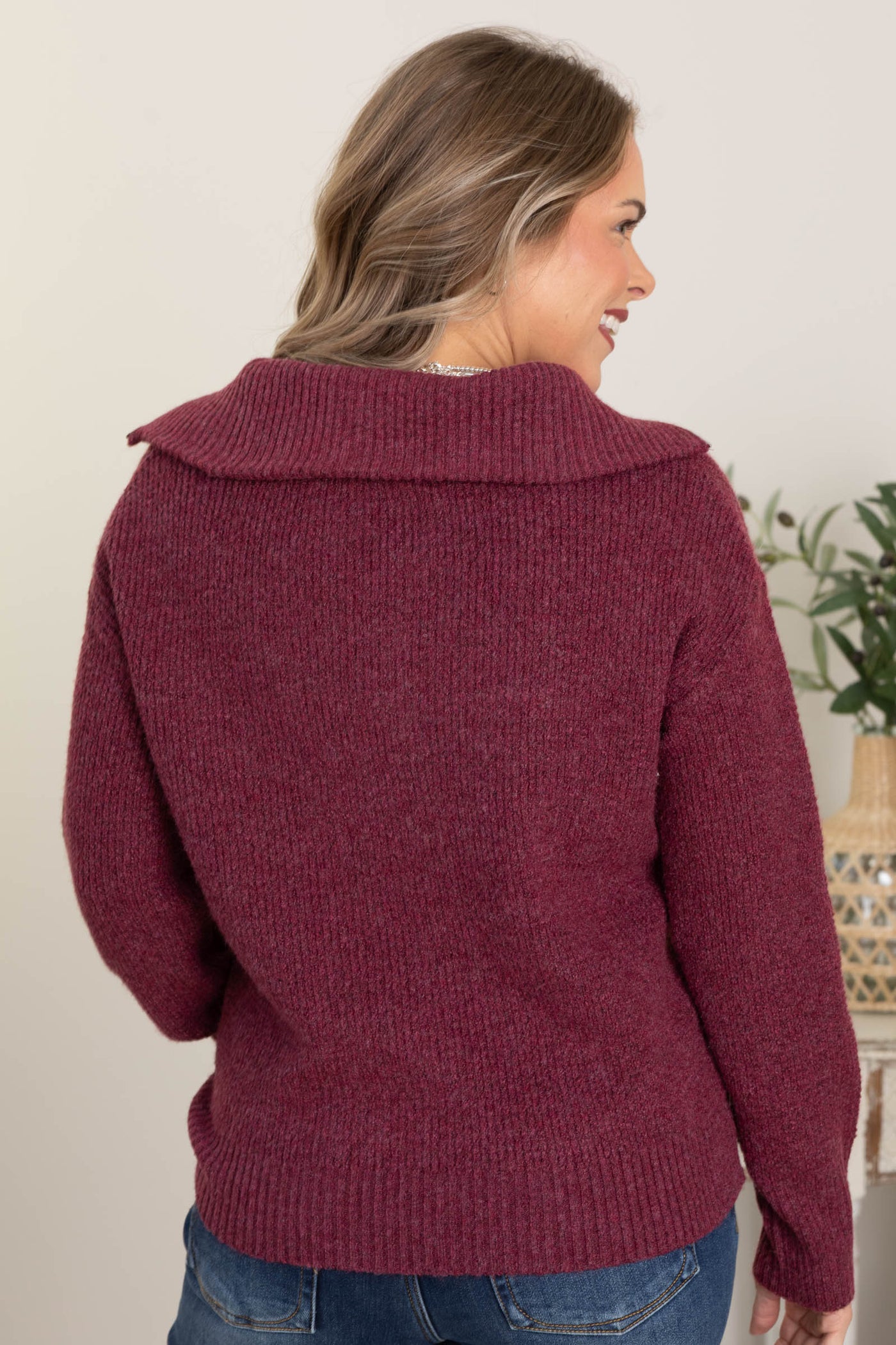 Cabernet Half Zip Collared Sweater