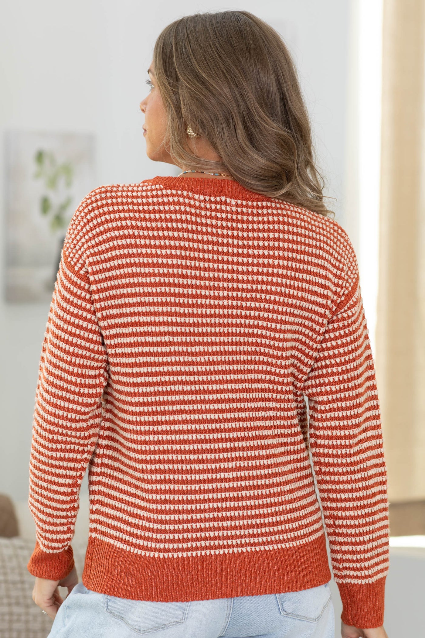 Staccato Two Tone Waffle Striped Sweater