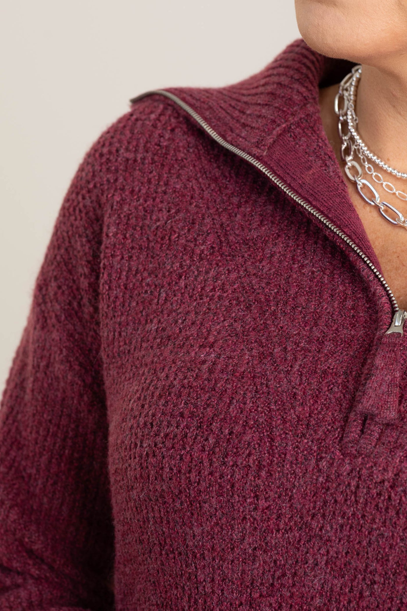 Cabernet Half Zip Collared Sweater