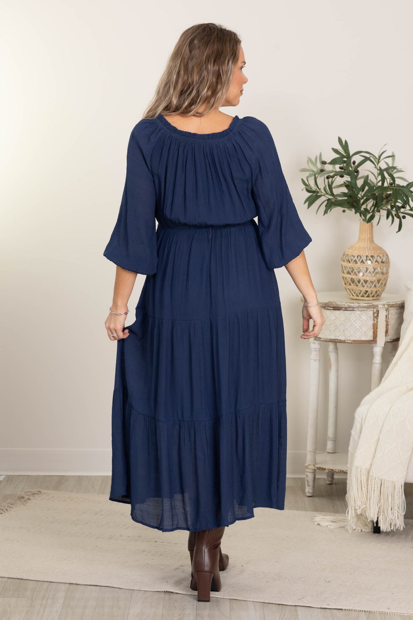 Elastic Waist Flowy Boho Maxi Dress Elastic Waist Flowy Boho Maxi Dress