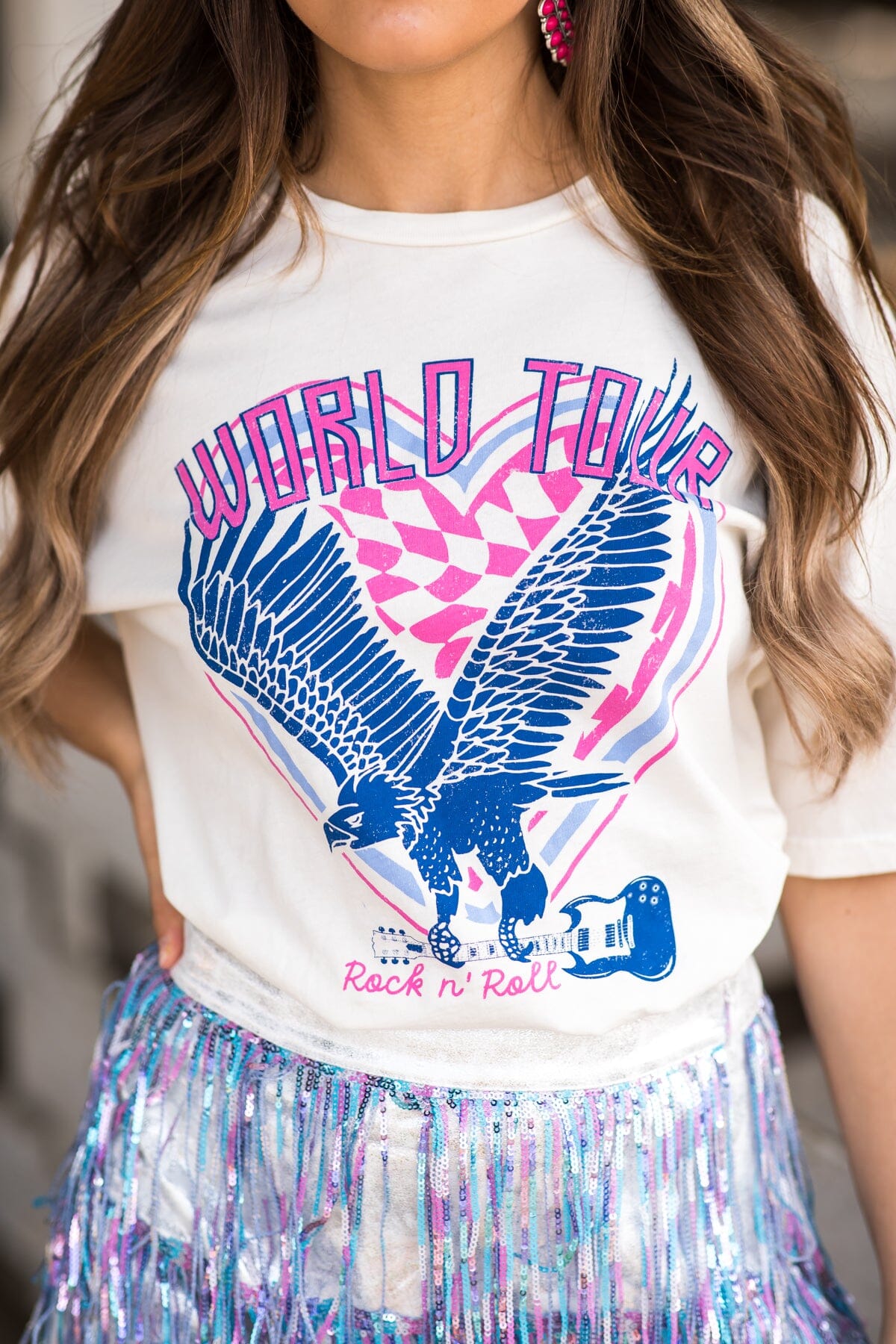 Ivory Multicolor World Tour Graphic Tee - Filly Flair