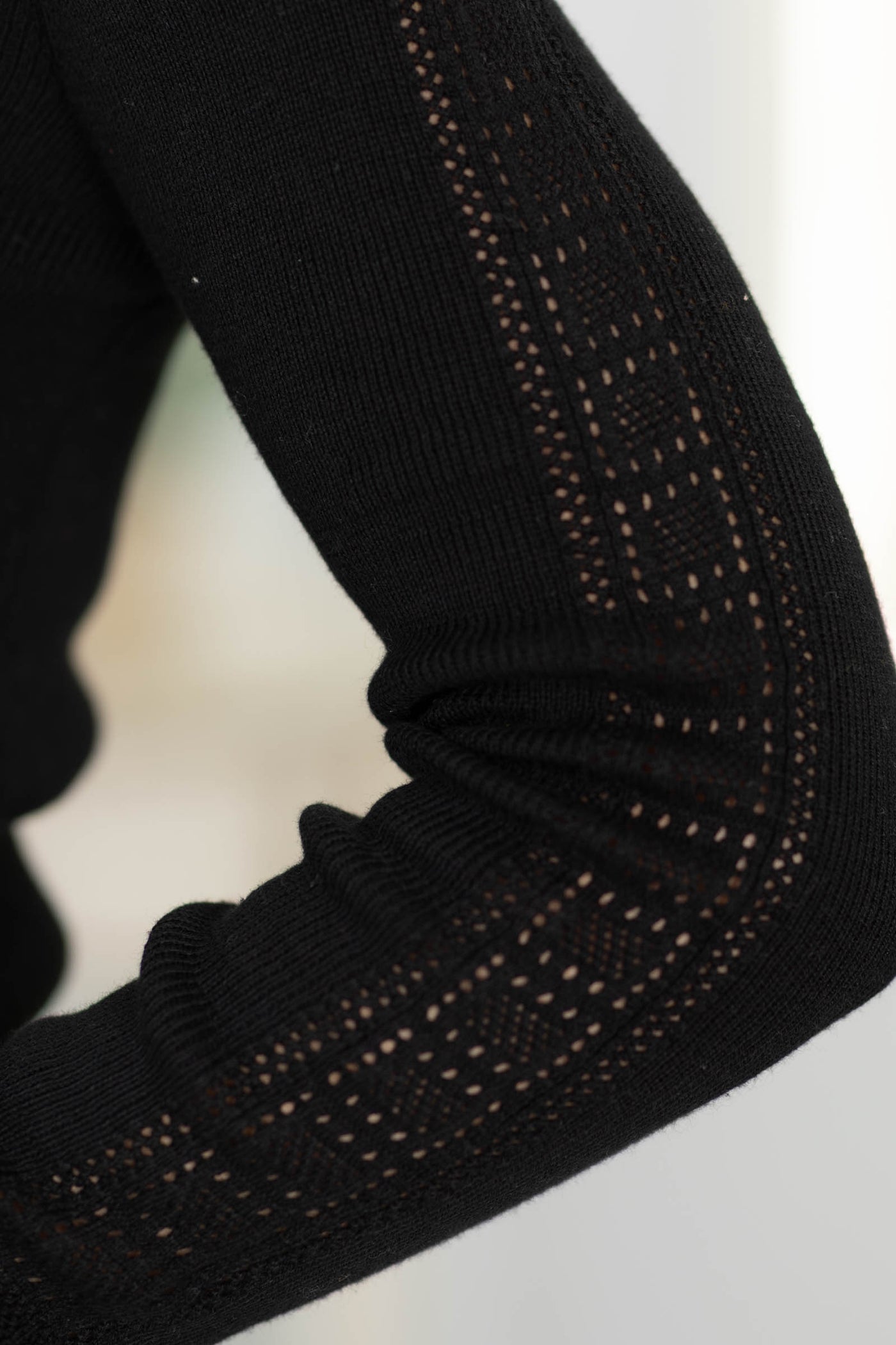Crochet Detail Ribbed Knit Long Sleeve Top