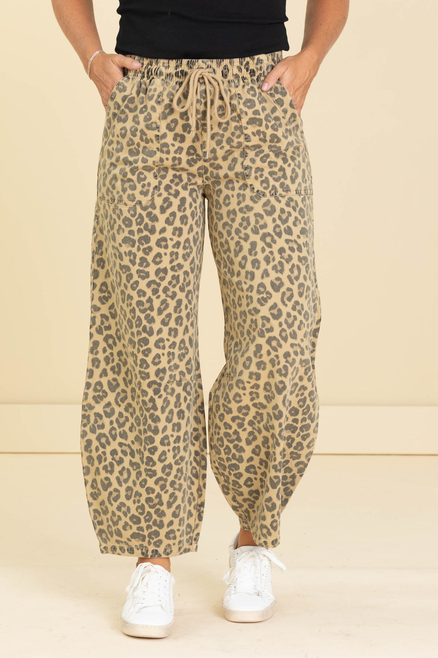 Leopard Print Drawstring Pants