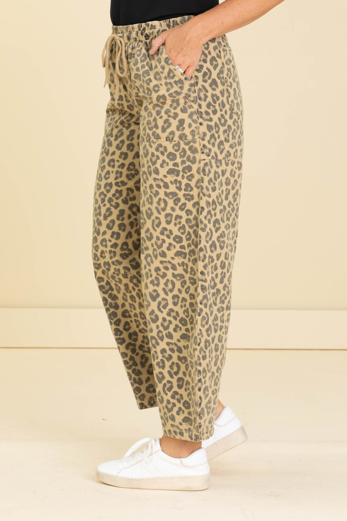 Leopard Print Drawstring Pants
