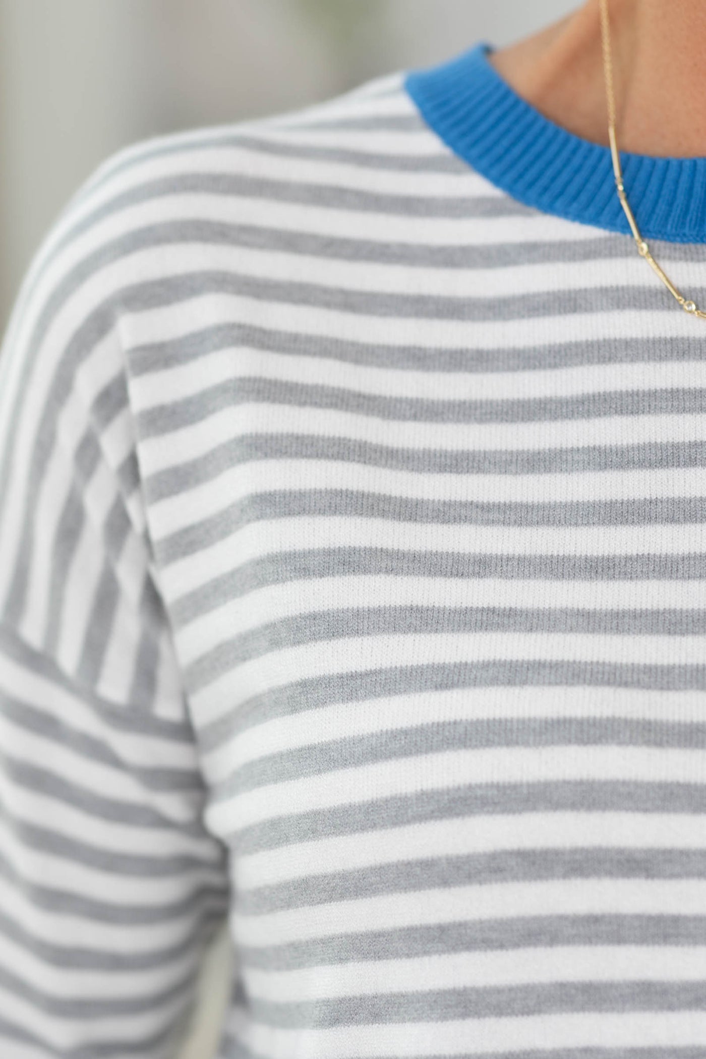 Staccato Striped Rib Detail Knit Top