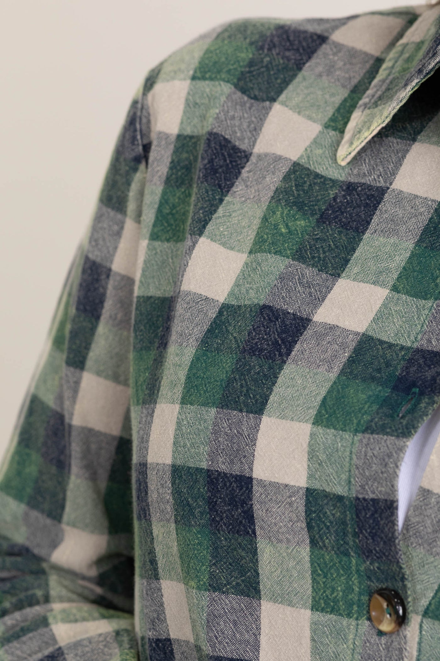 Hunter Green Plaid Mineral Washed Button Up Top