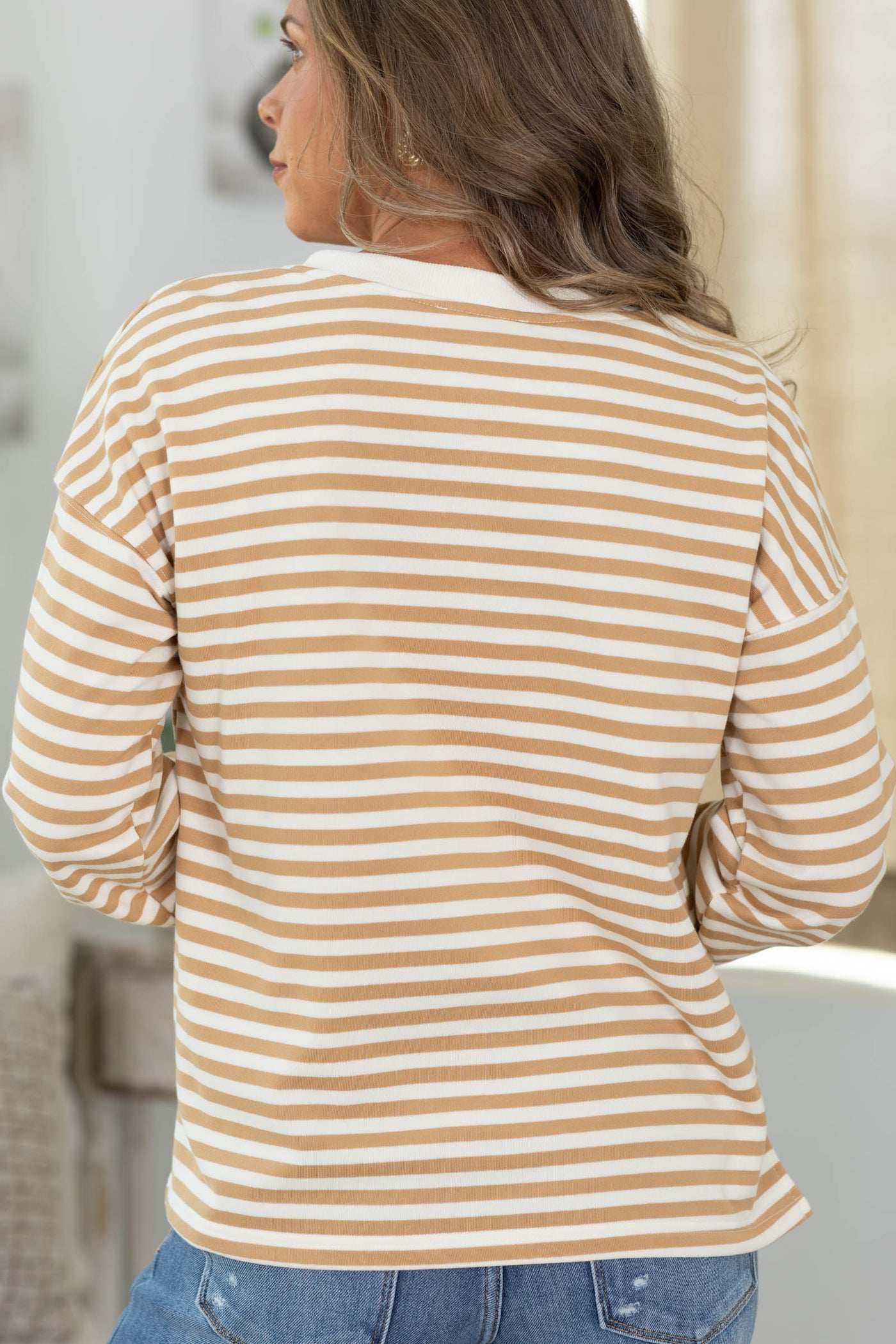 Staccato French Terry Stripe Henley Top