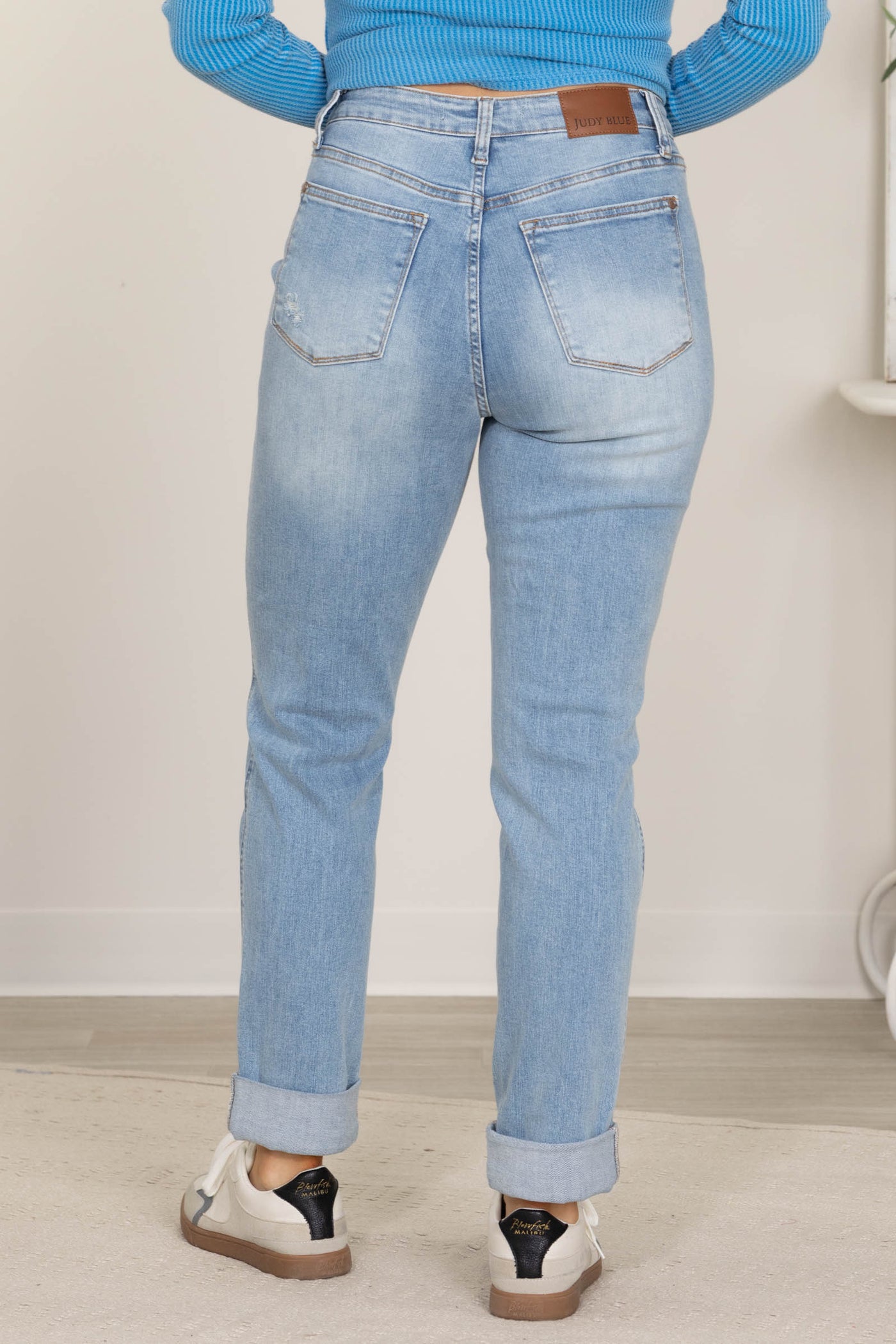 Judy Blue Patch Pocket Distress Boyfriend Jeans