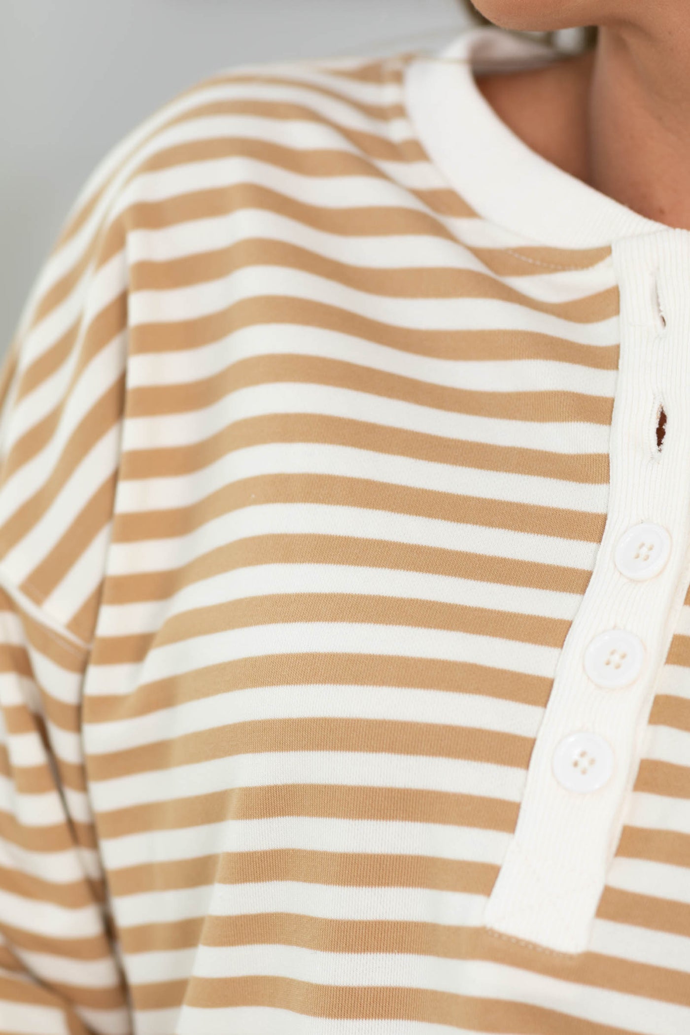 Staccato French Terry Stripe Henley Top