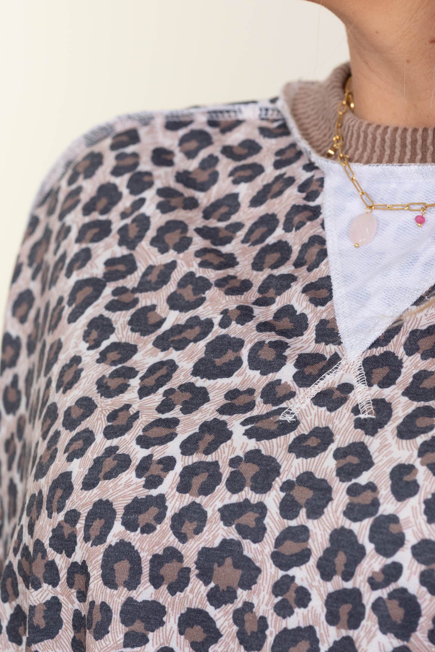 Mocha Animal Print Boyfriend Fit Sweatshirt