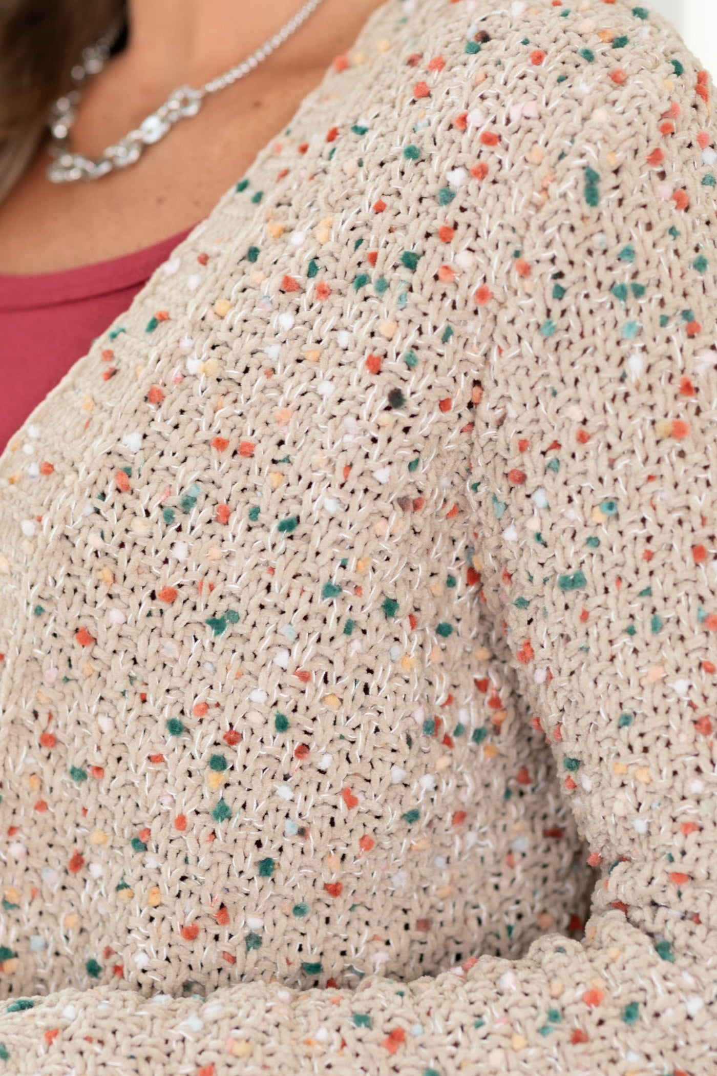 Staccato Multicolor Popcorn Open Front Cardigan