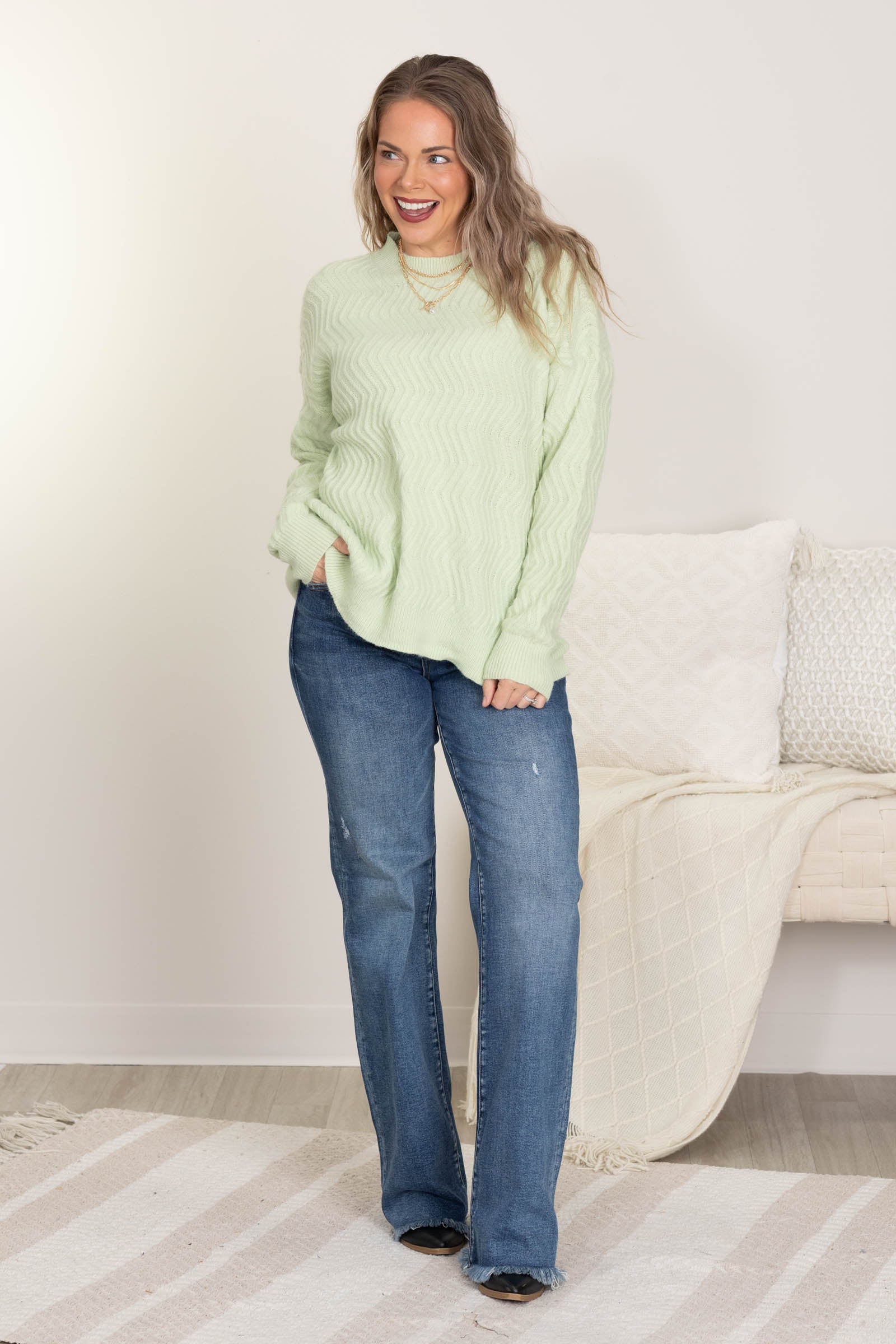 ZigZag Textured Dolman Knit Sweater · Filly Flair