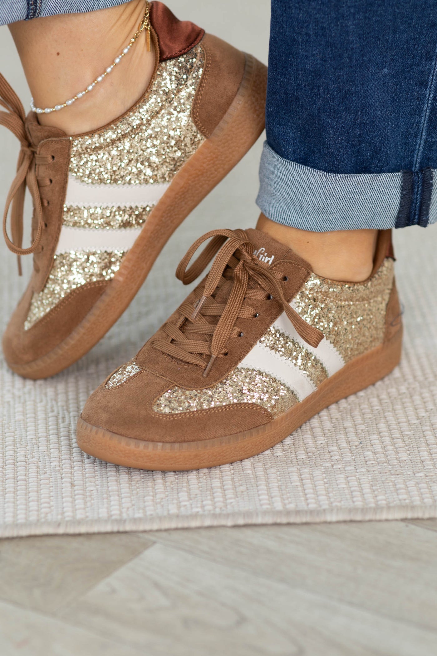 Corkys Glitter Lace Up Sneakers