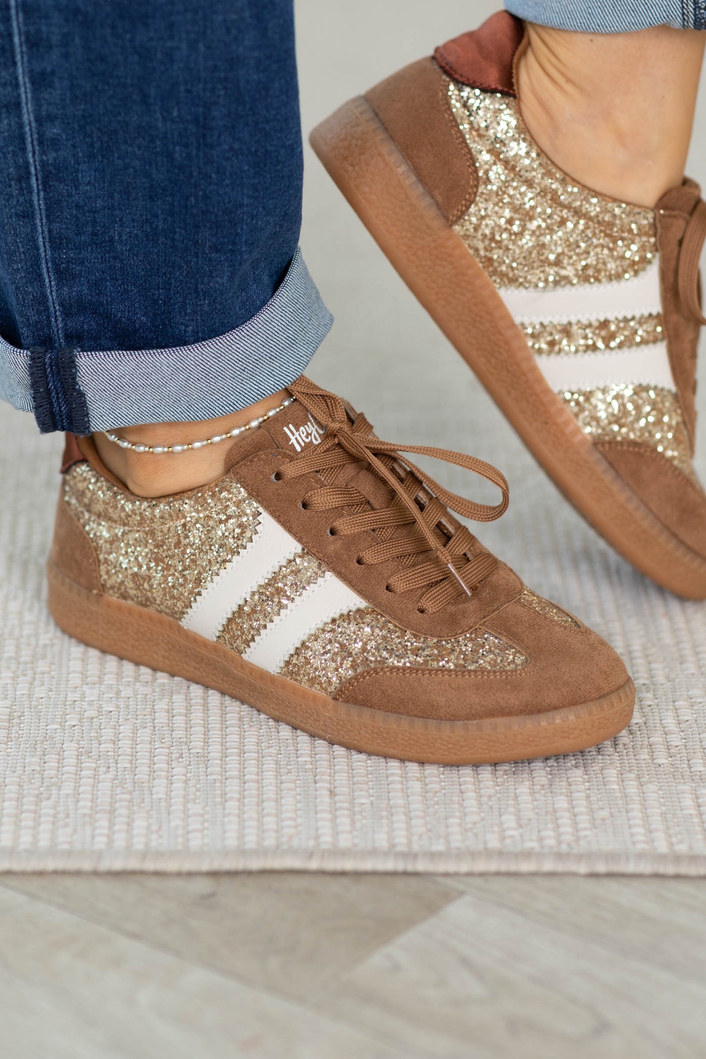 Corkys Glitter Lace Up Sneakers
