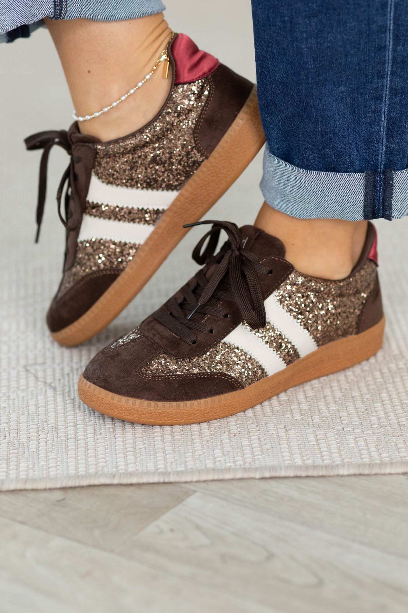 Corkys Glitter Lace Up Sneakers
