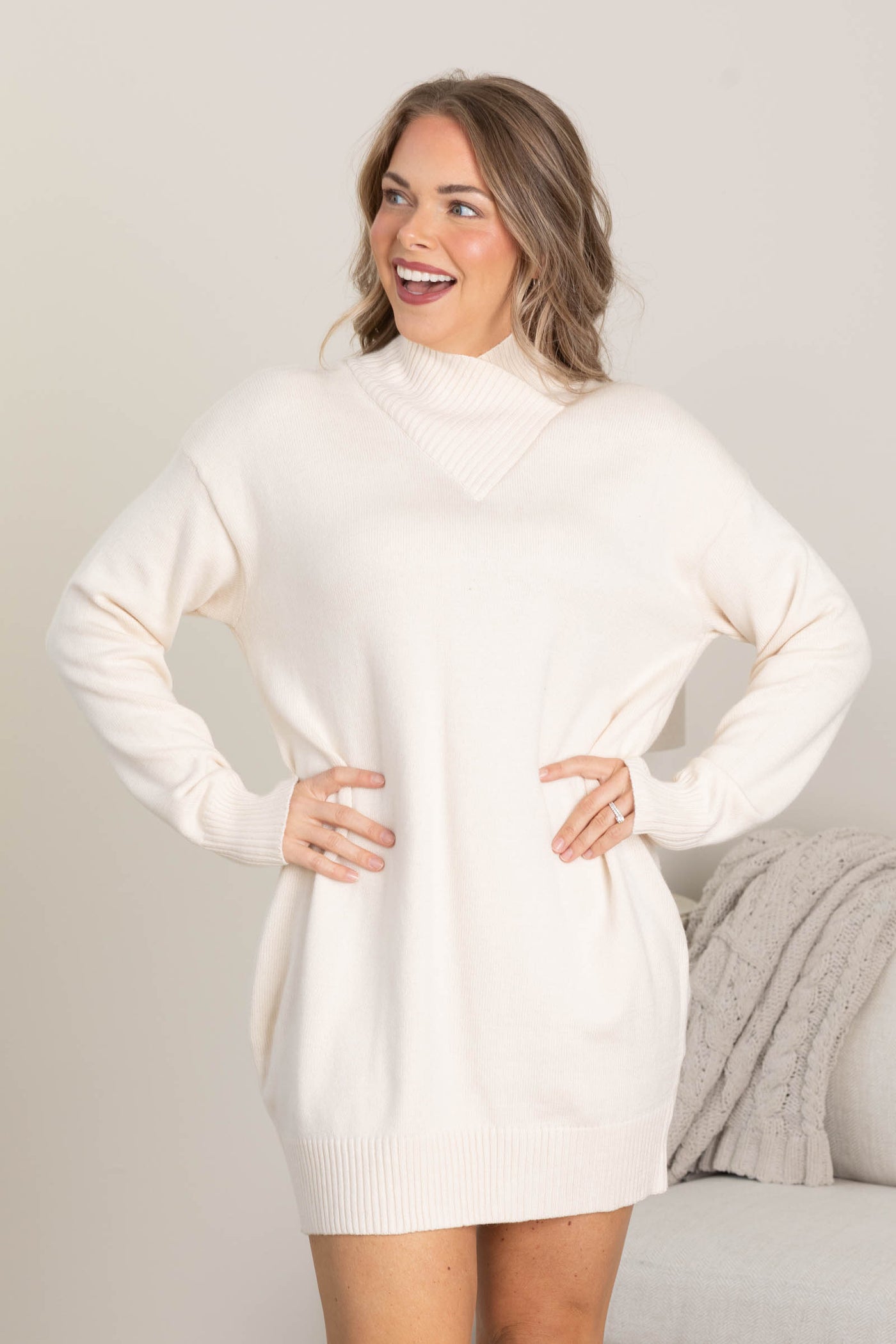 Cream Mock Neck Sweater Dress · Filly Flair Cream Mock Neck Sweater Dress · Filly Flair