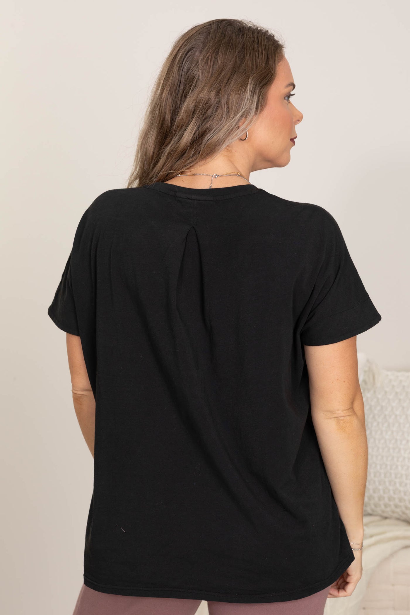 Black Pima Cotton Slouchy Knit Tee