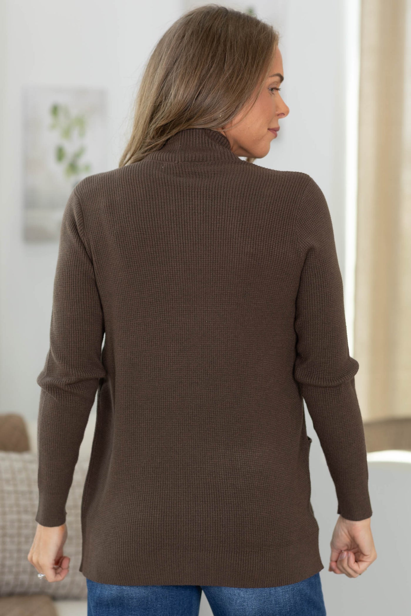 Staccato Open Front Waffle Texture Cardigan