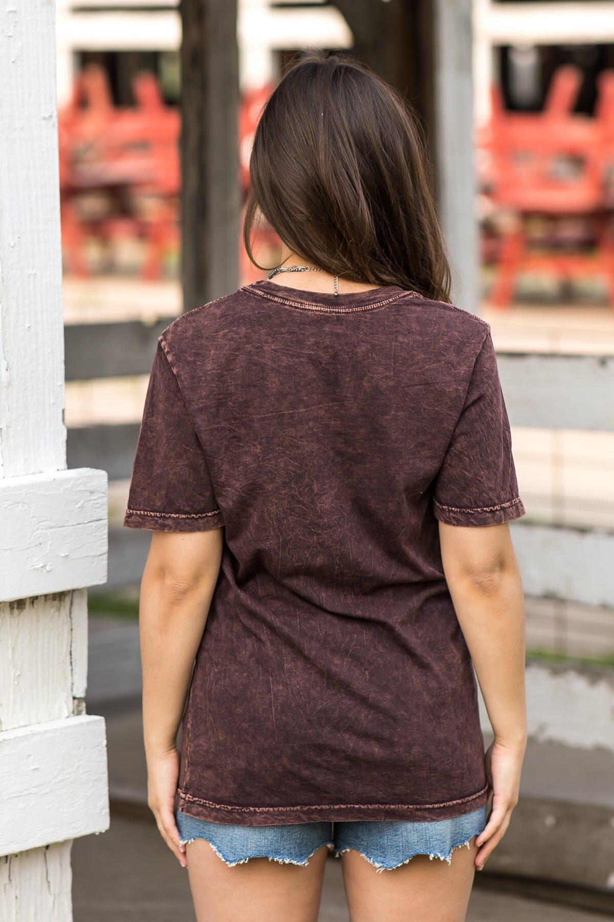 Brown Mineral Wash Small Town Girl Graphic Tee
