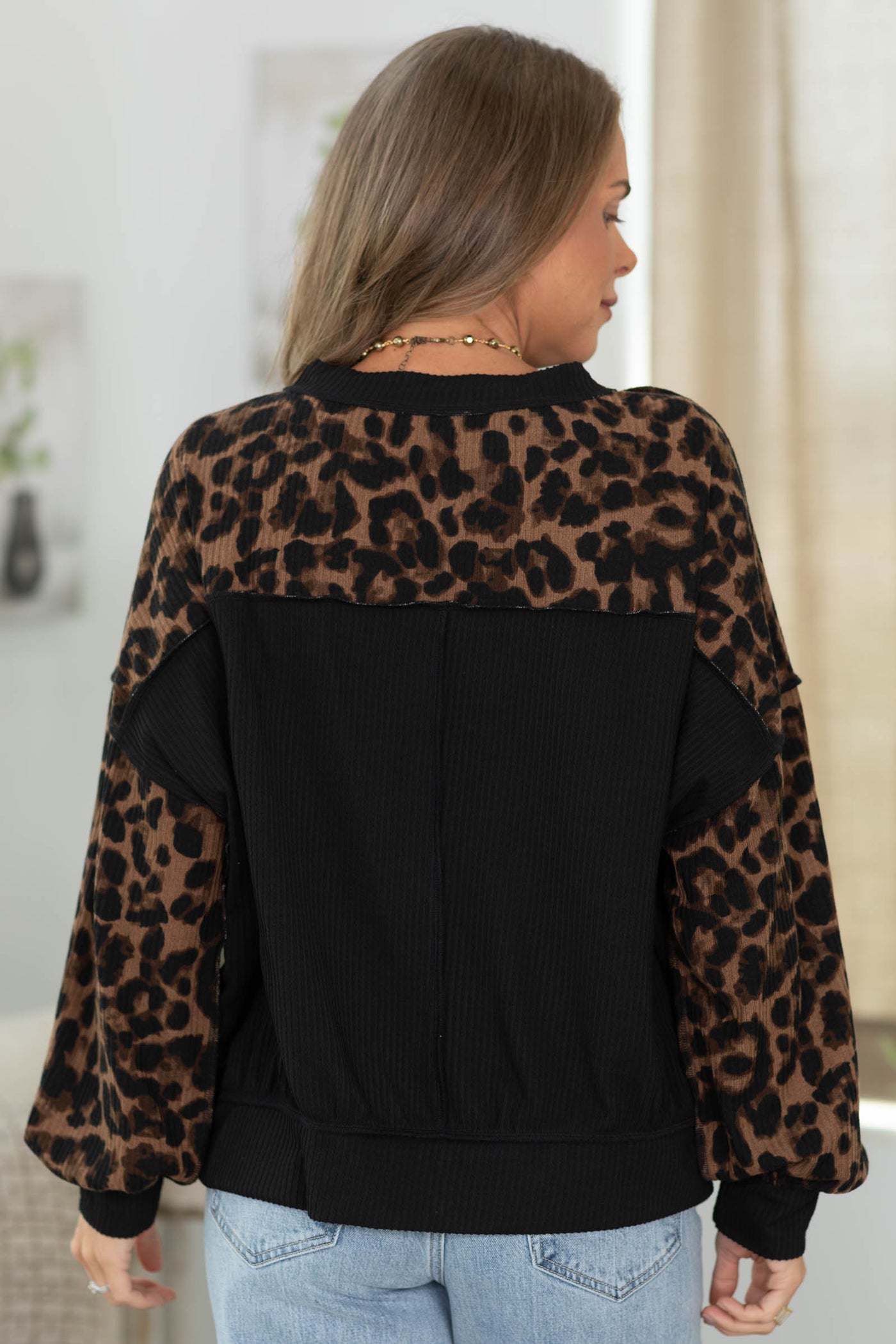 Brown Leopard Print Crewneck Sweatshirt