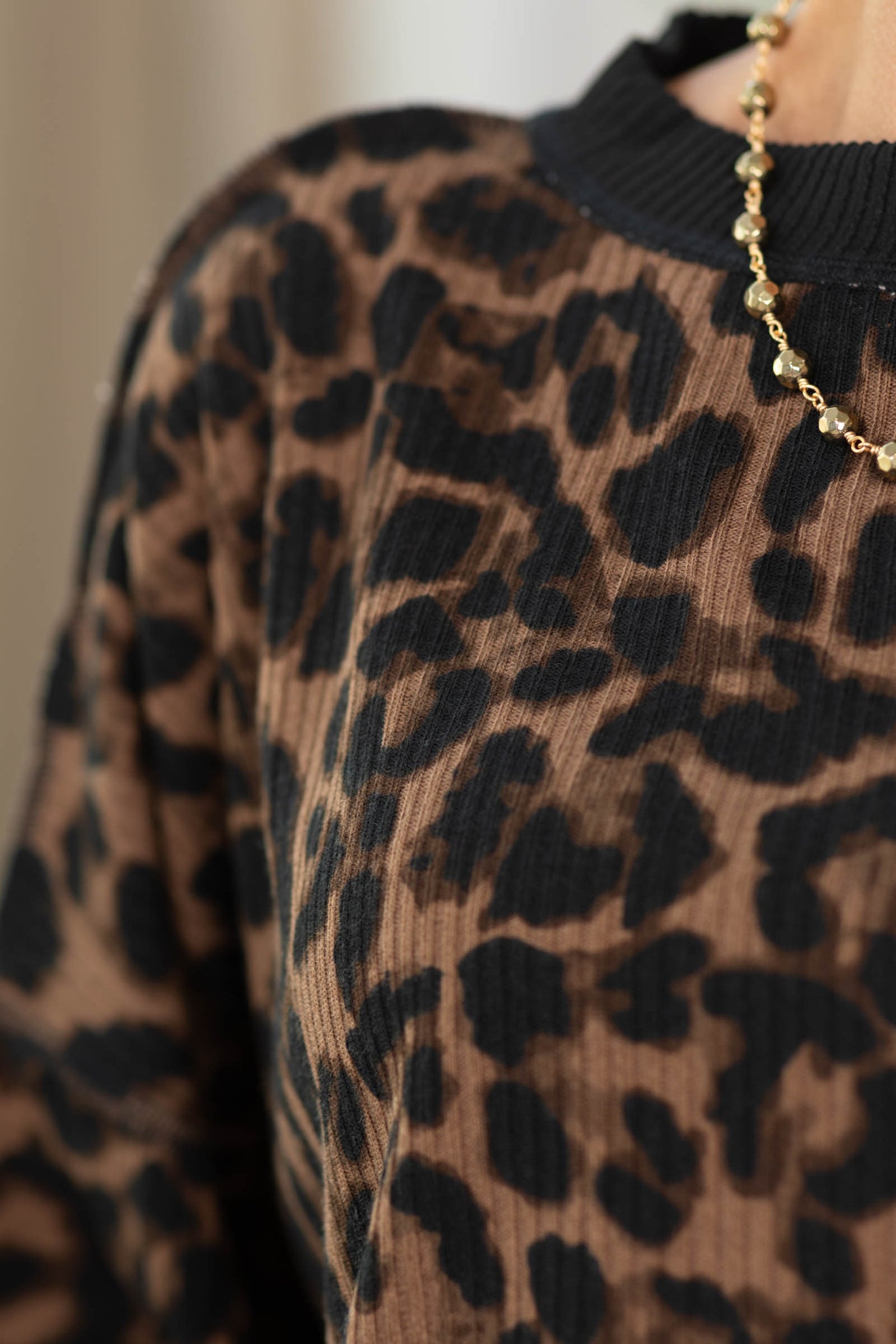 Brown Leopard Print Crewneck Sweatshirt