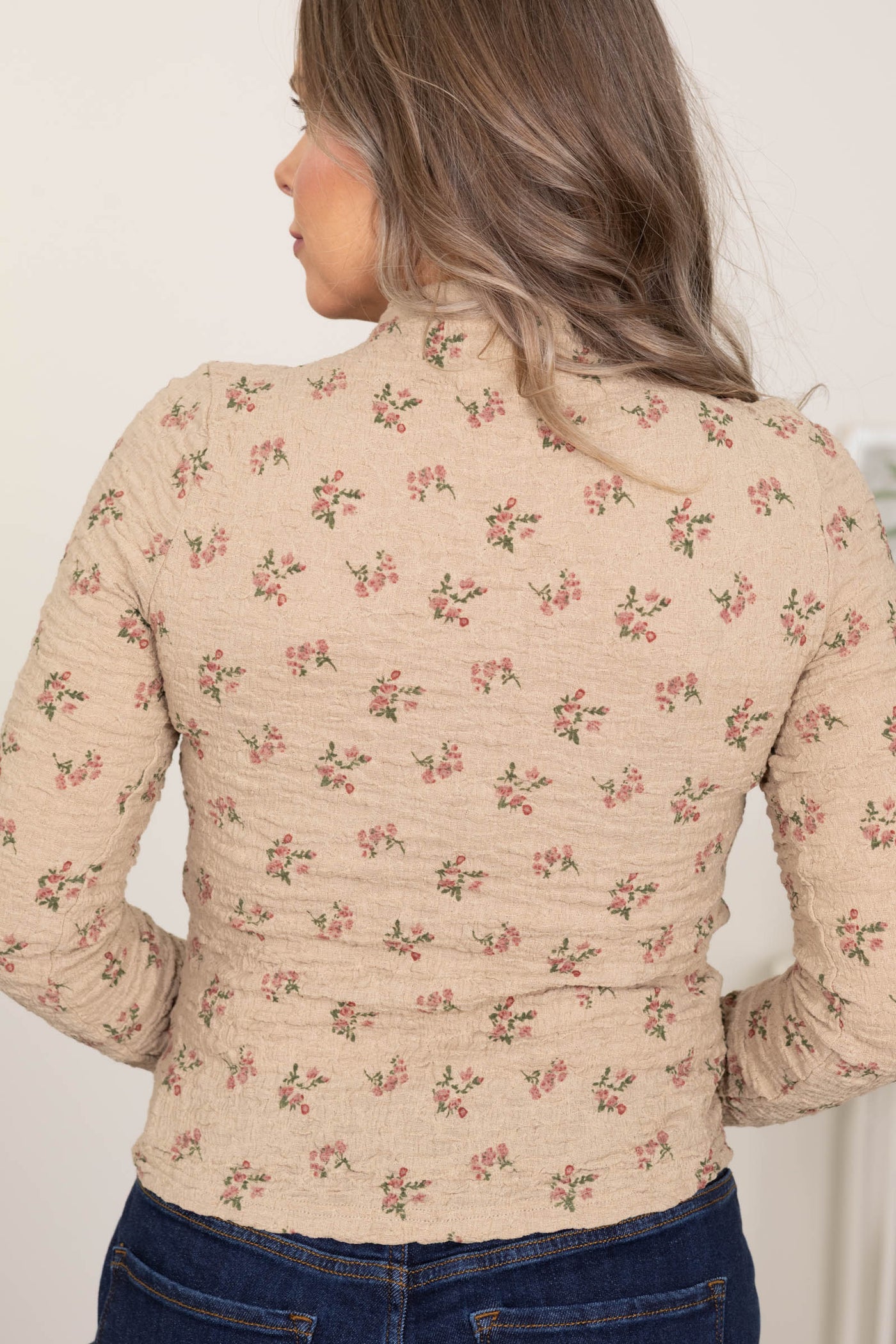 Khaki Vintage Floral Knit Top