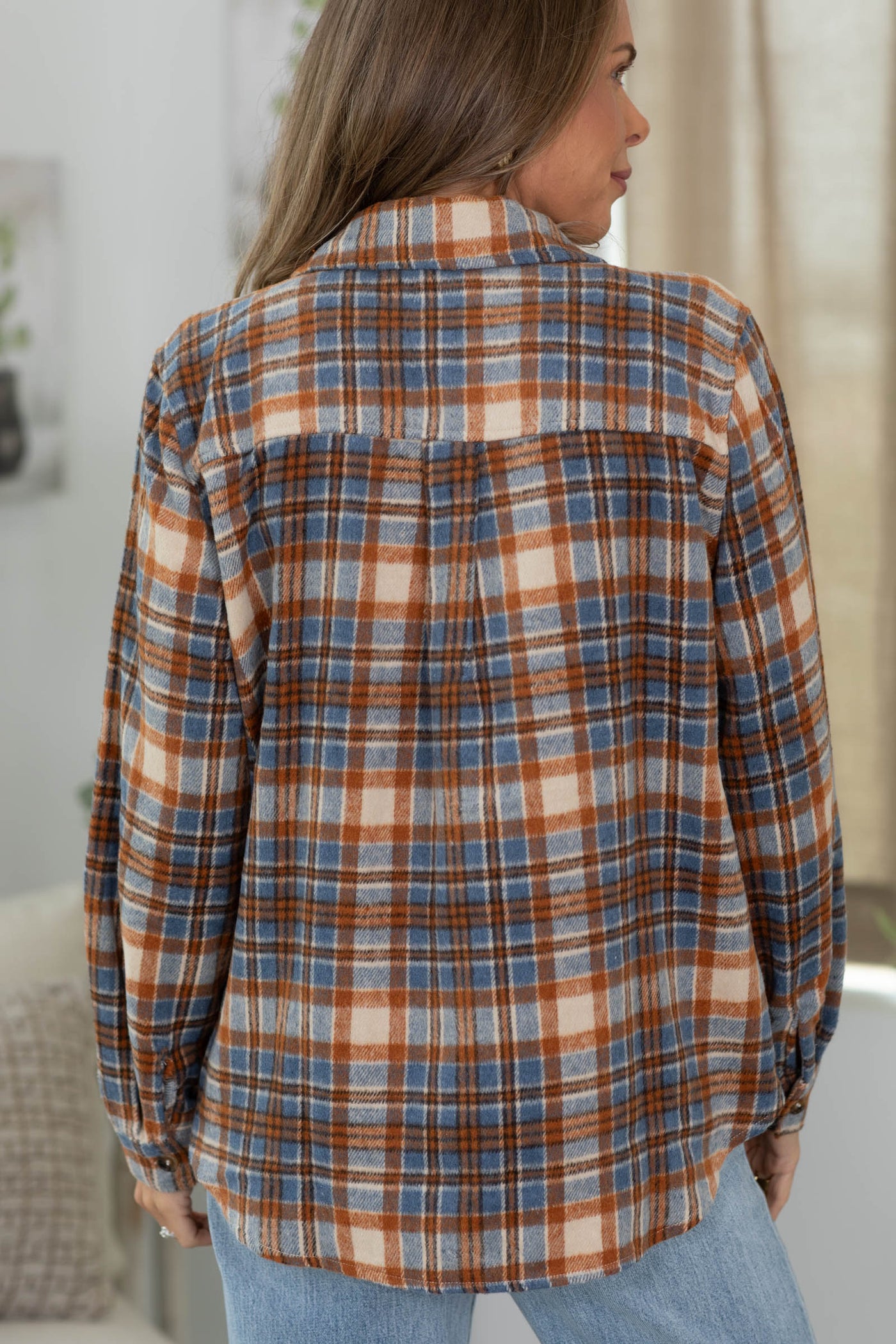 Staccato Brushed Plaid Collared Shackets