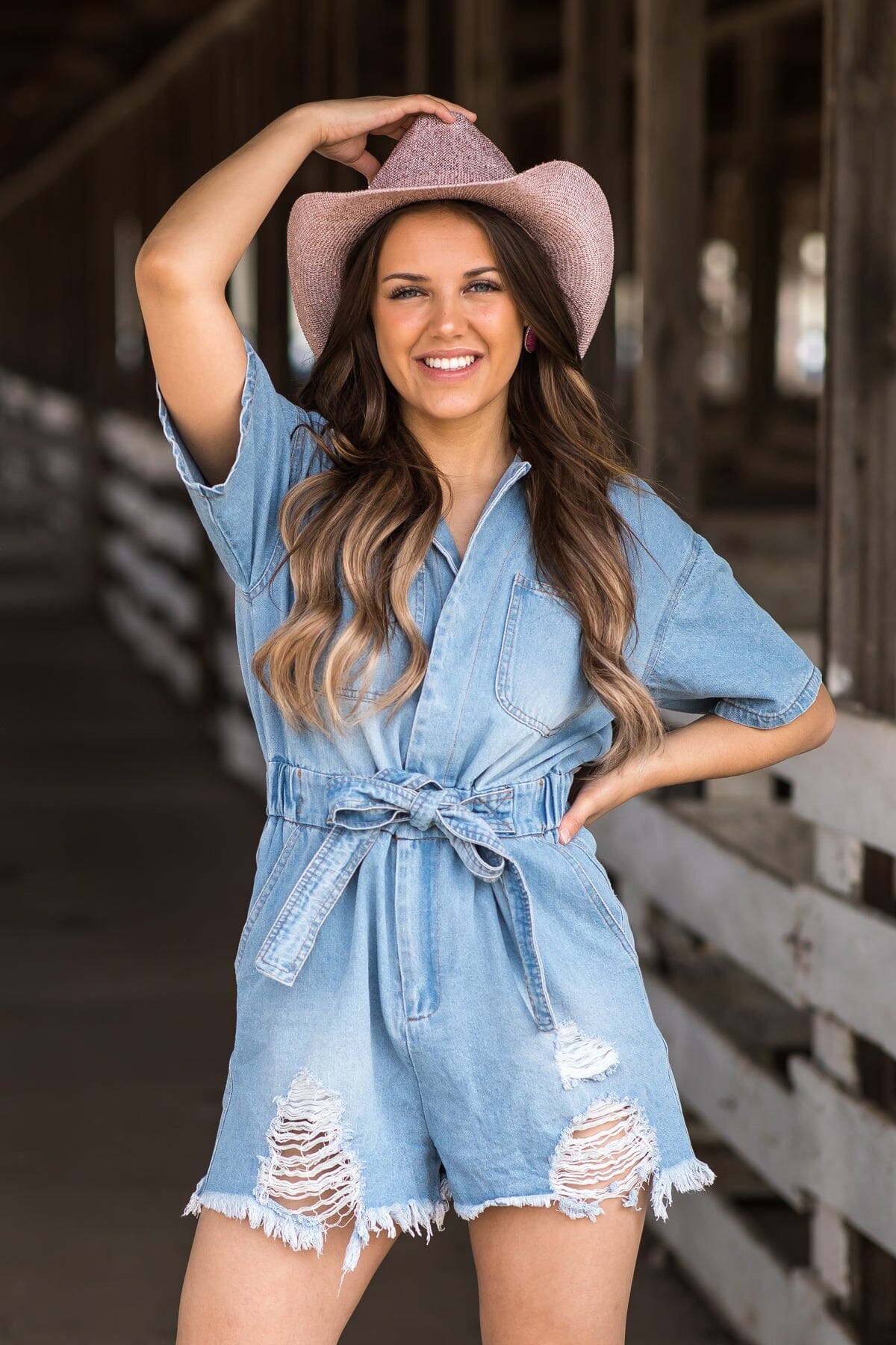 Denim Romper With Belt / Denim Jumpsuit - Etsy