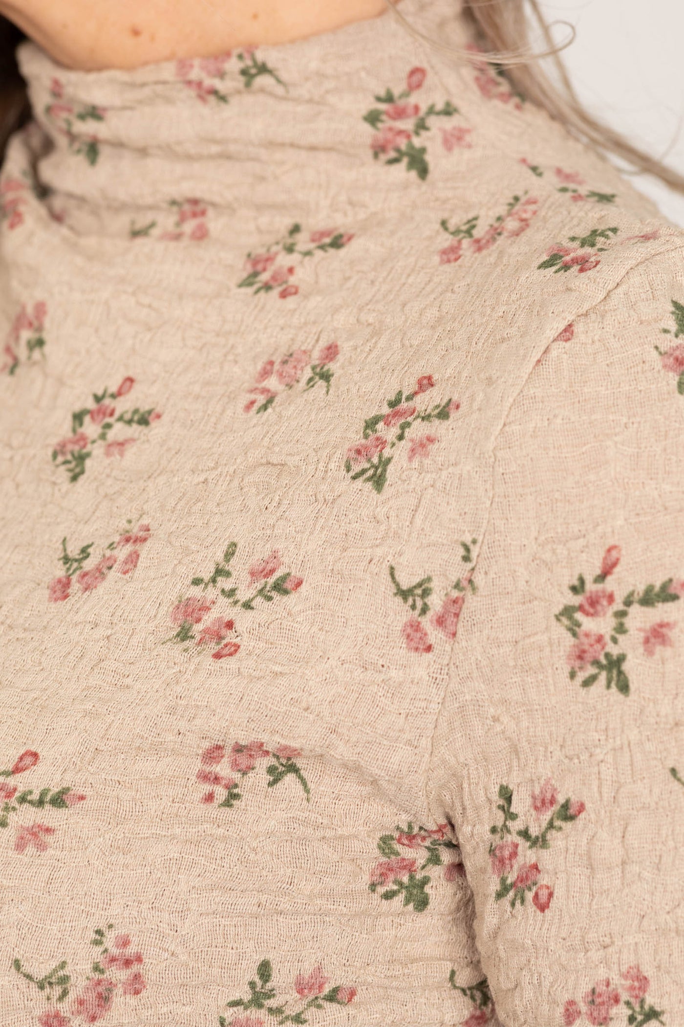 Khaki Vintage Floral Knit Top