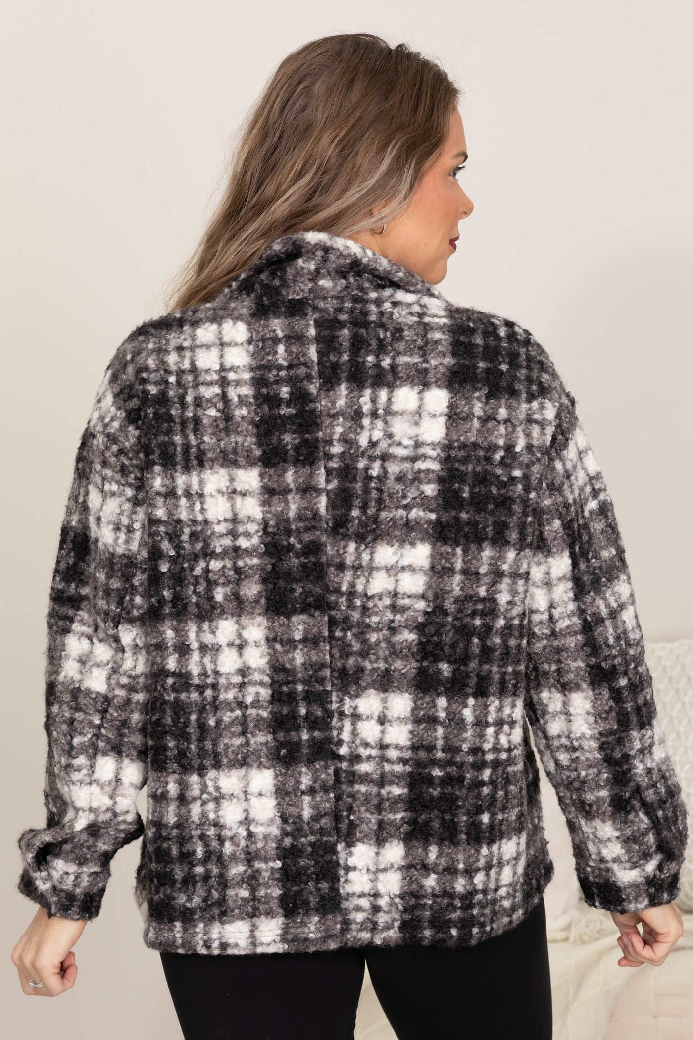 Black Plaid Boucle Shacket