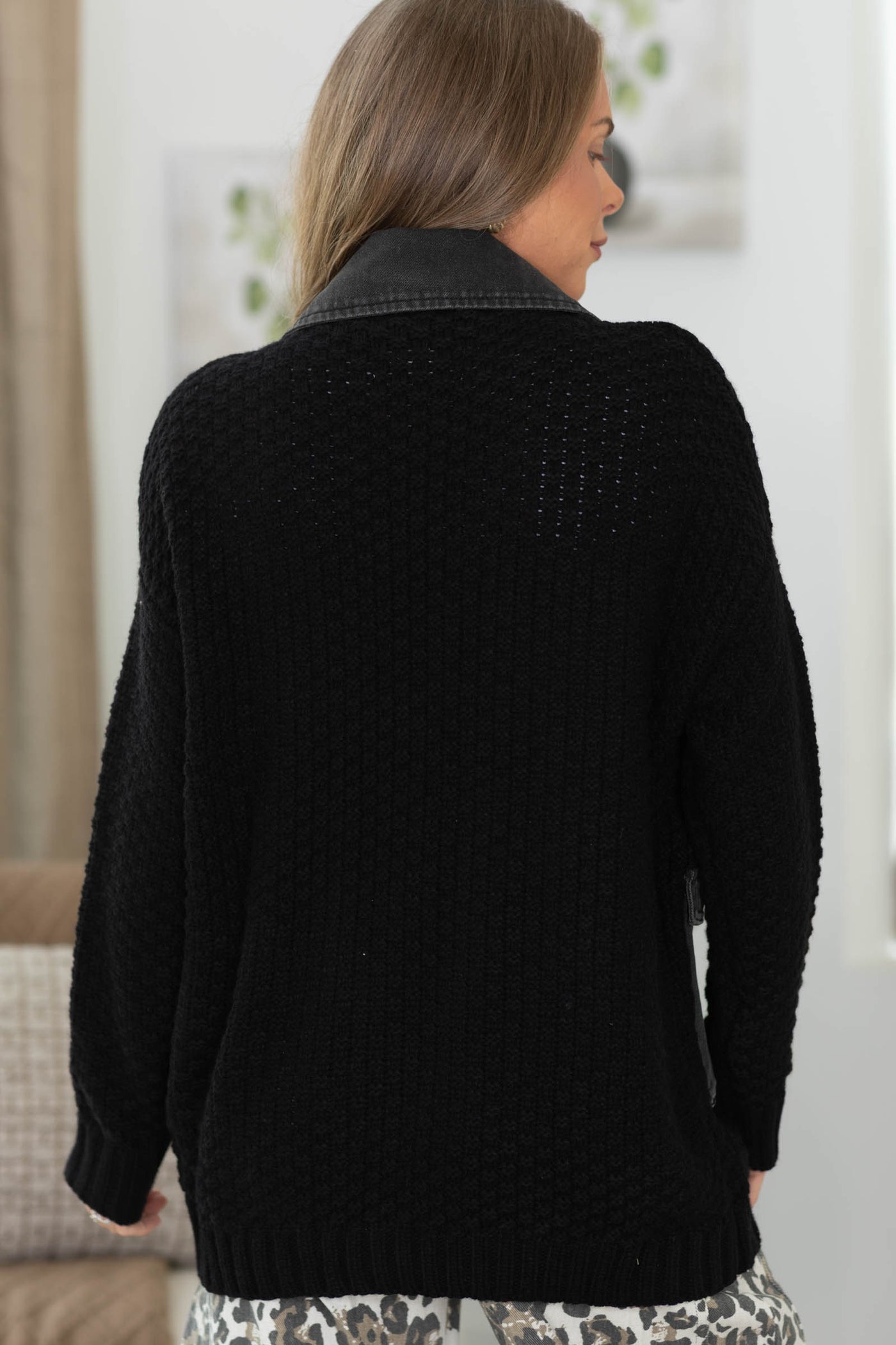 Veveret Knit Body Sweater Denim Jacket