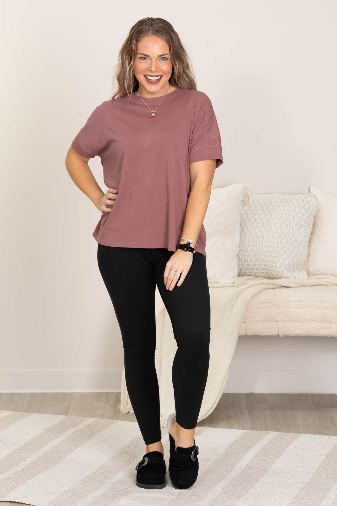 Mauve Boyfriend Fit Tee