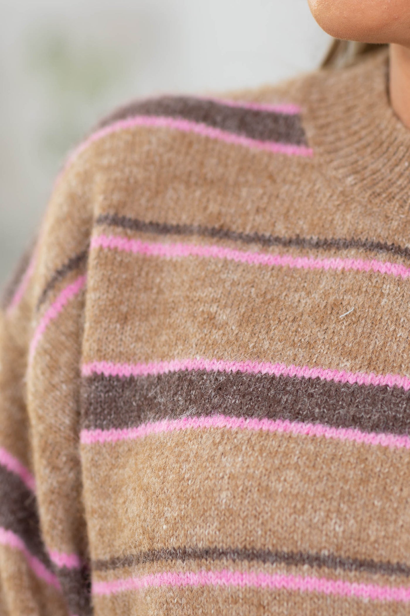 Tan Striped Knit Sweater