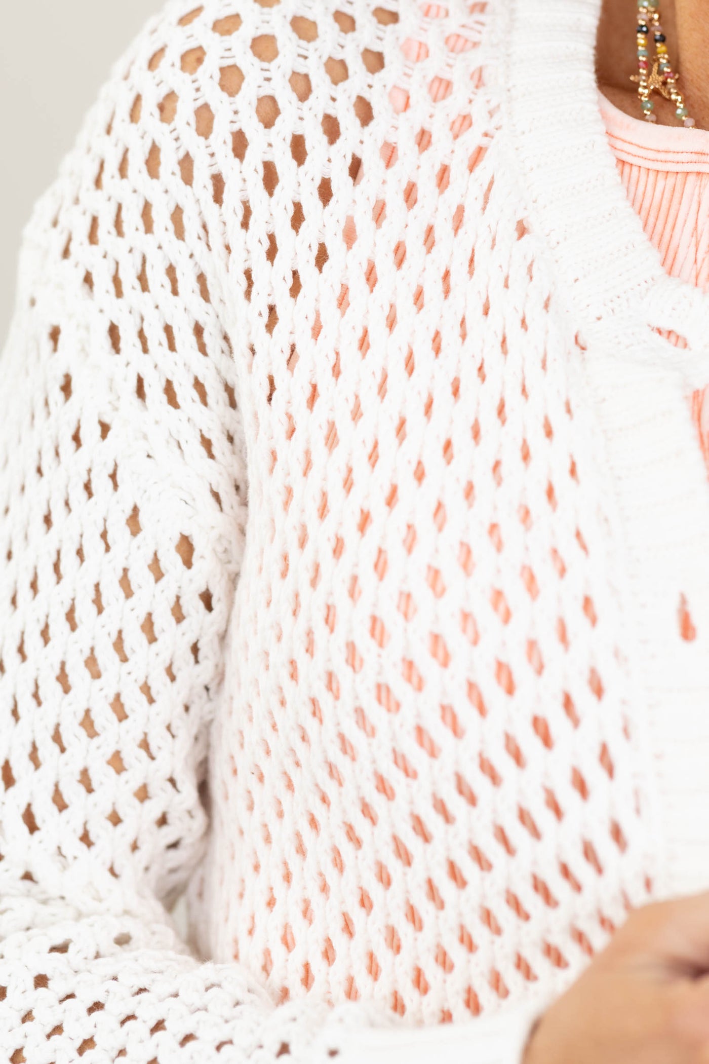Crochet Knit Cardigan Sweater- 100% Cotton