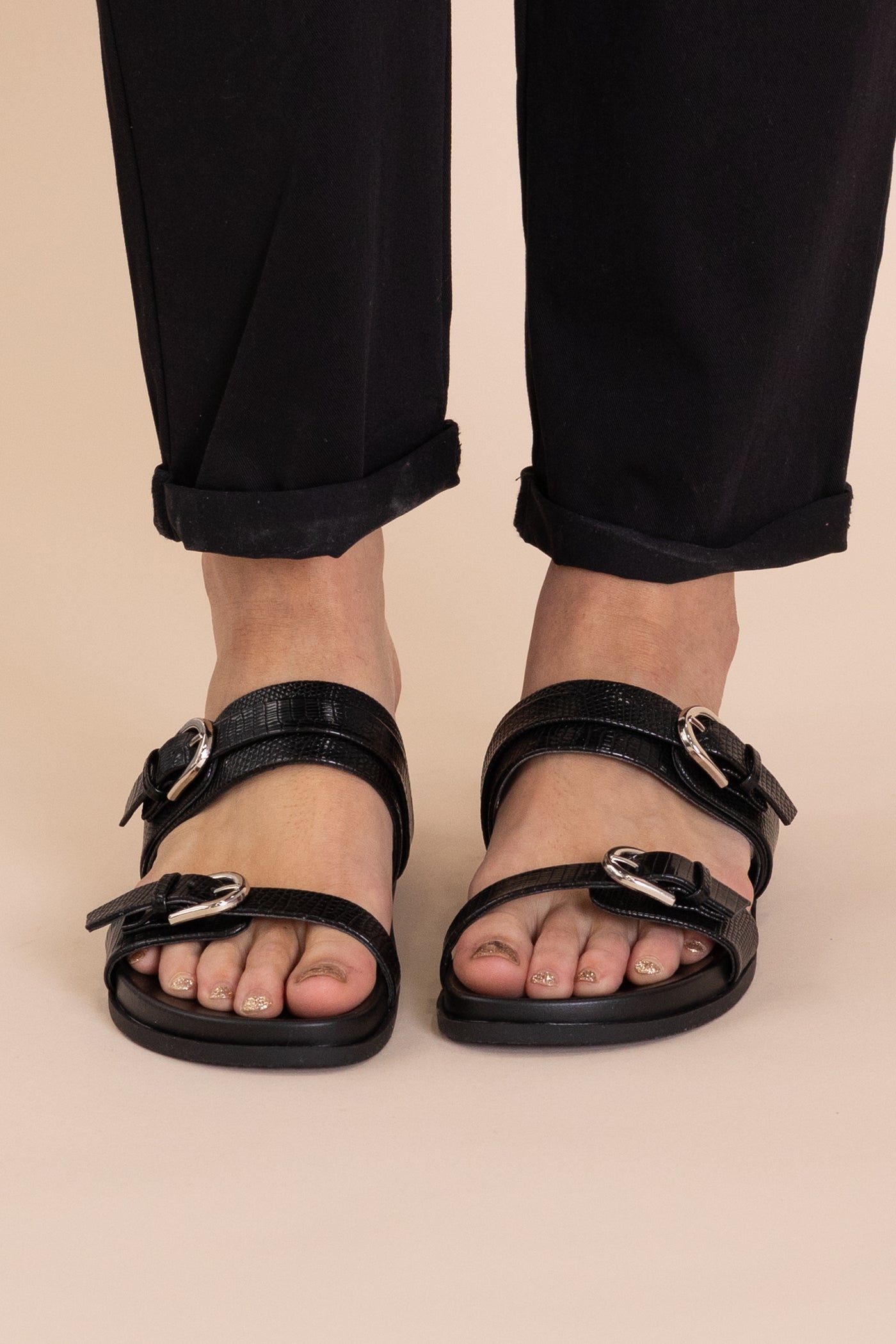Casual Double Buckle Strap Sandals