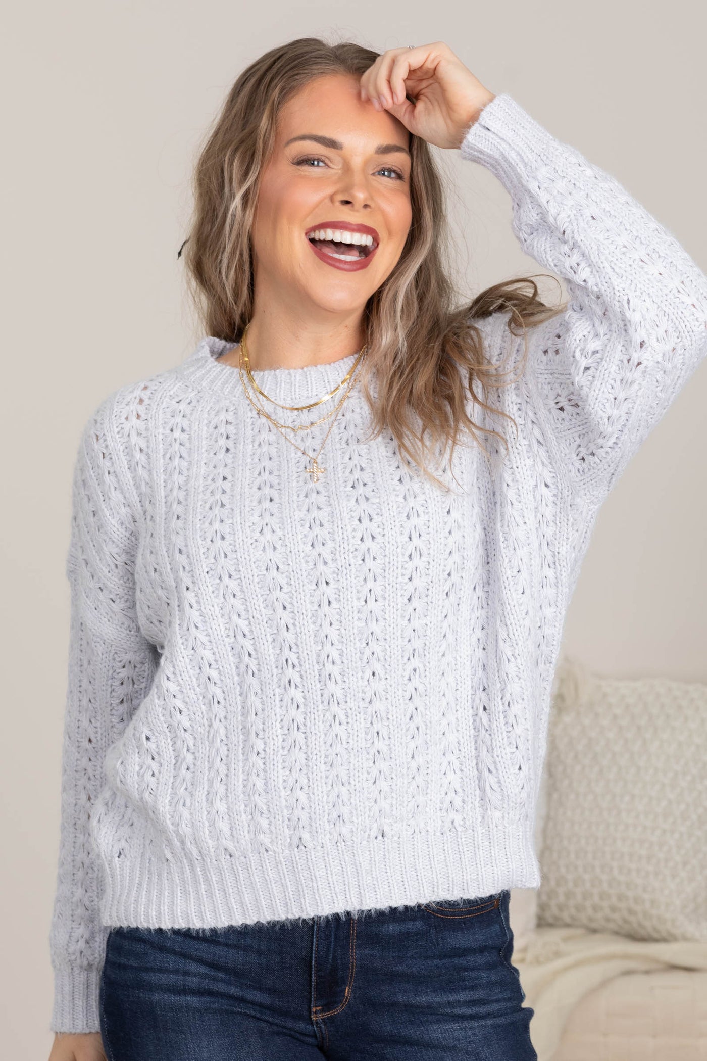 Soft And Cozy Knit Sweaters With Ribbed Hem