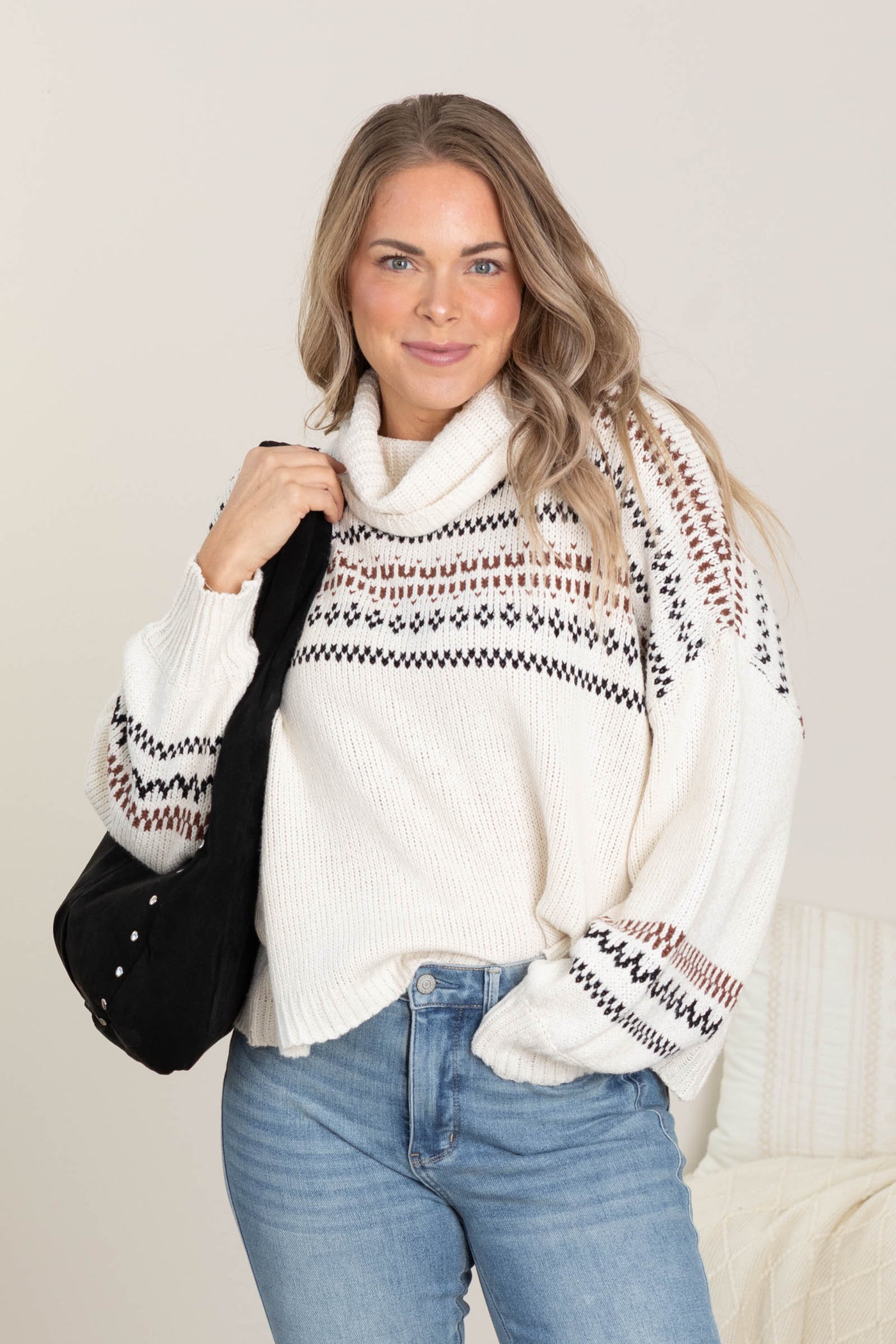 Ivory Cowl Neck Holiday Sweater