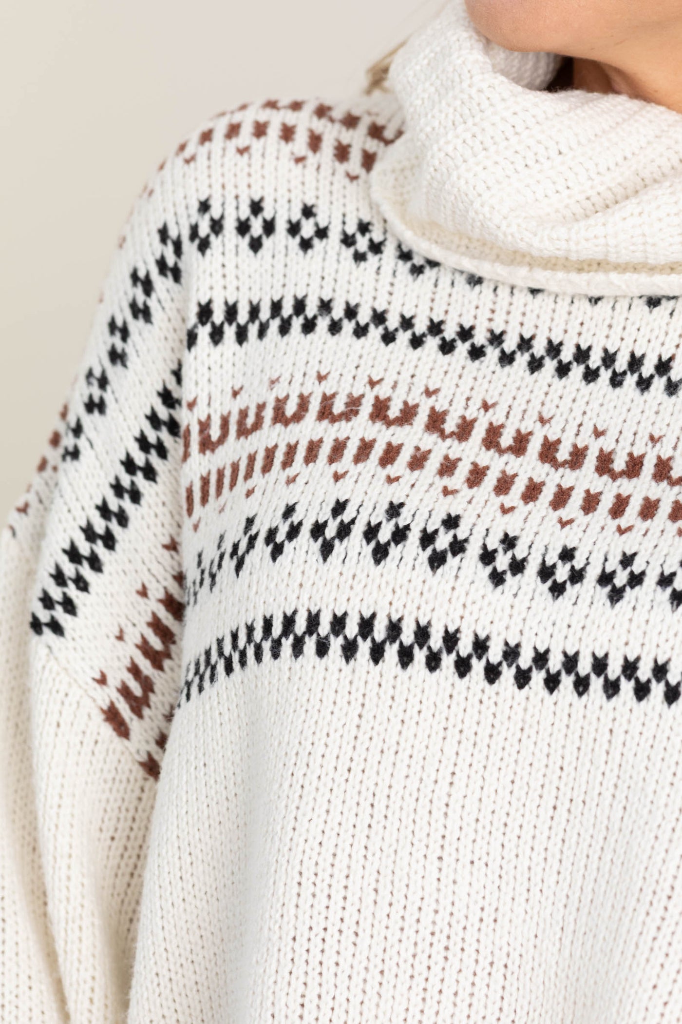 Ivory Cowl Neck Holiday Sweater