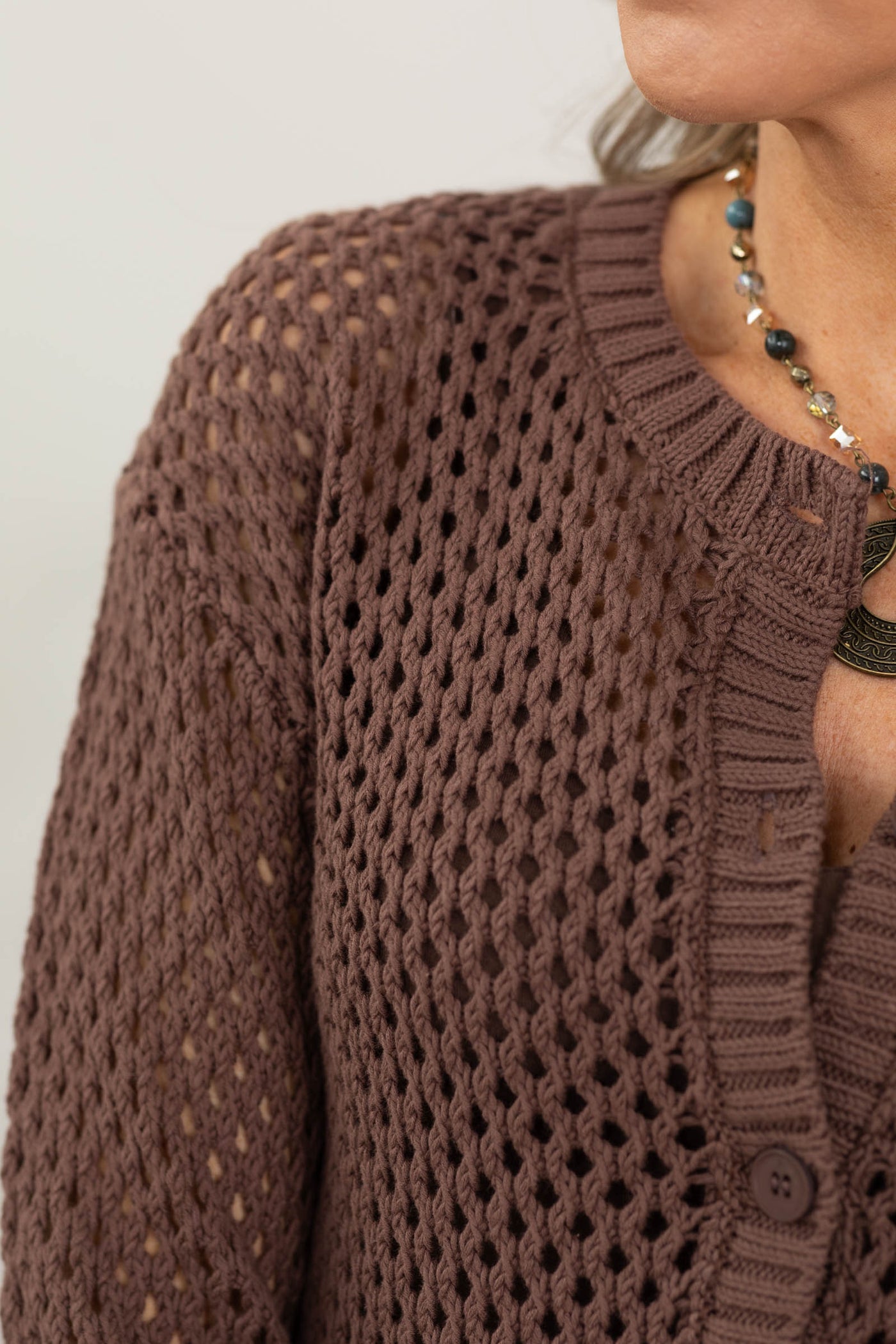Crochet Knit Cardigan Sweater- 100% Cotton