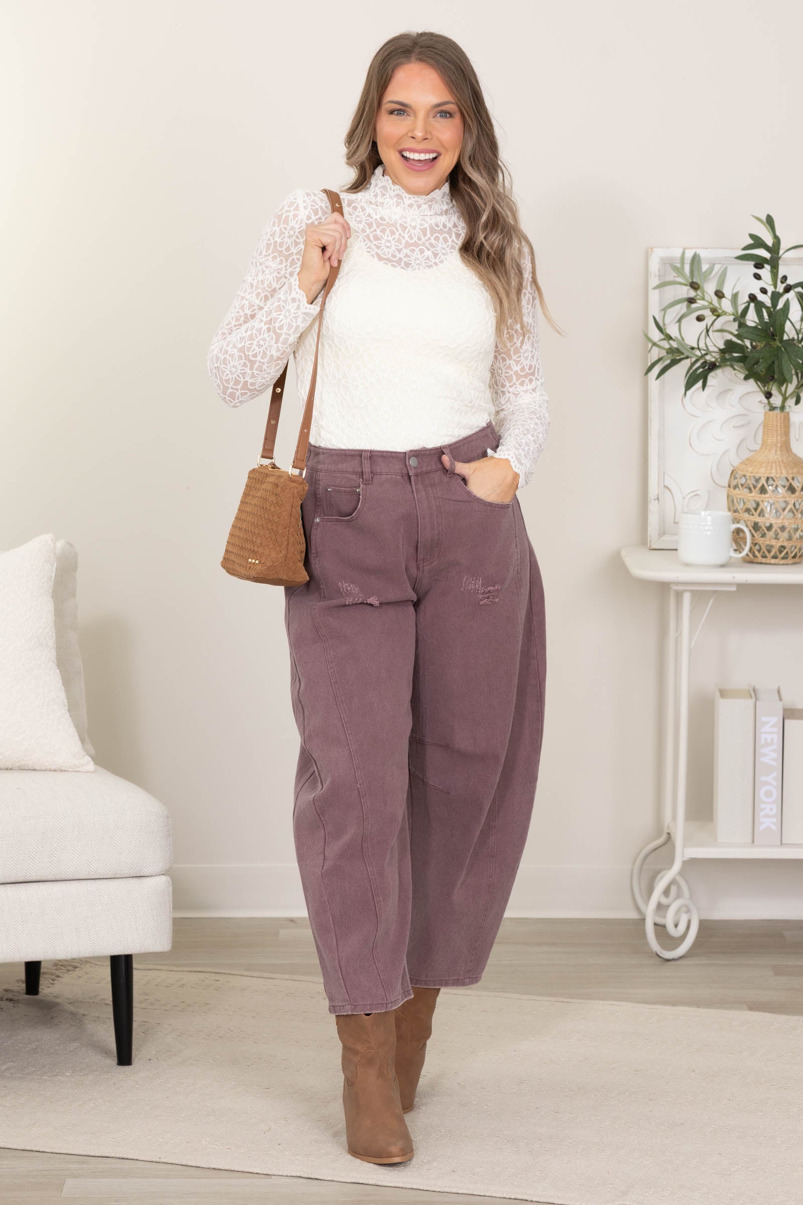 Ivory Daisy Floral Lace Mock Neck Knit Top · Filly Flair