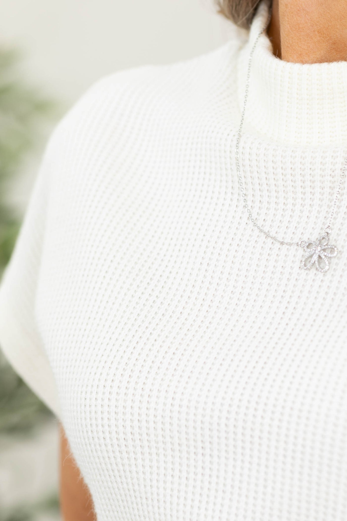 Mock Neck Short Sleeve Sweater