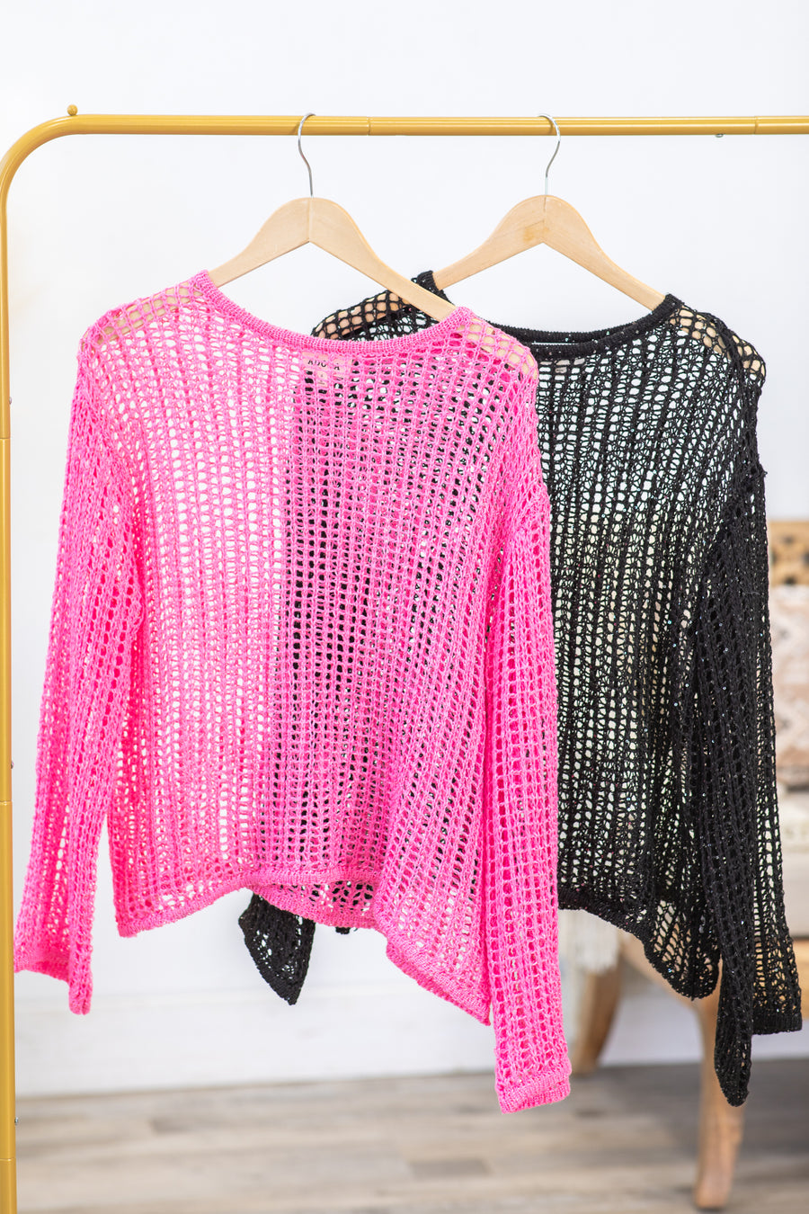 Drop Shoulder Fishnet Top With Sequins · Filly Flair