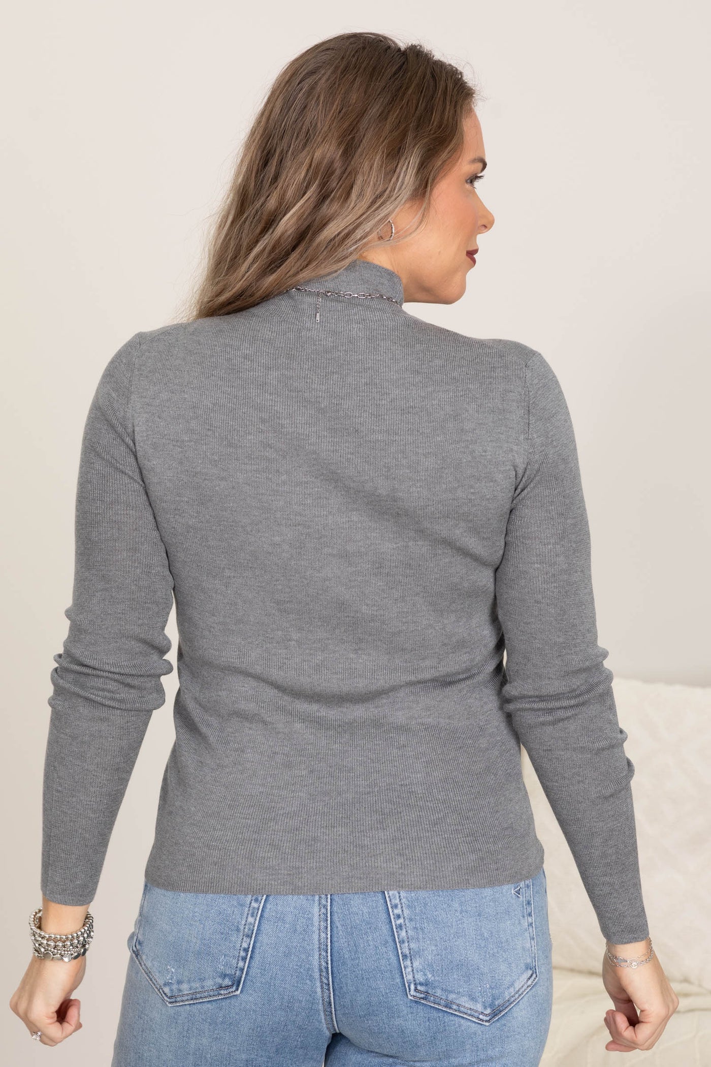 Cashmere Blend Mock Neck Sweater Knit Tops