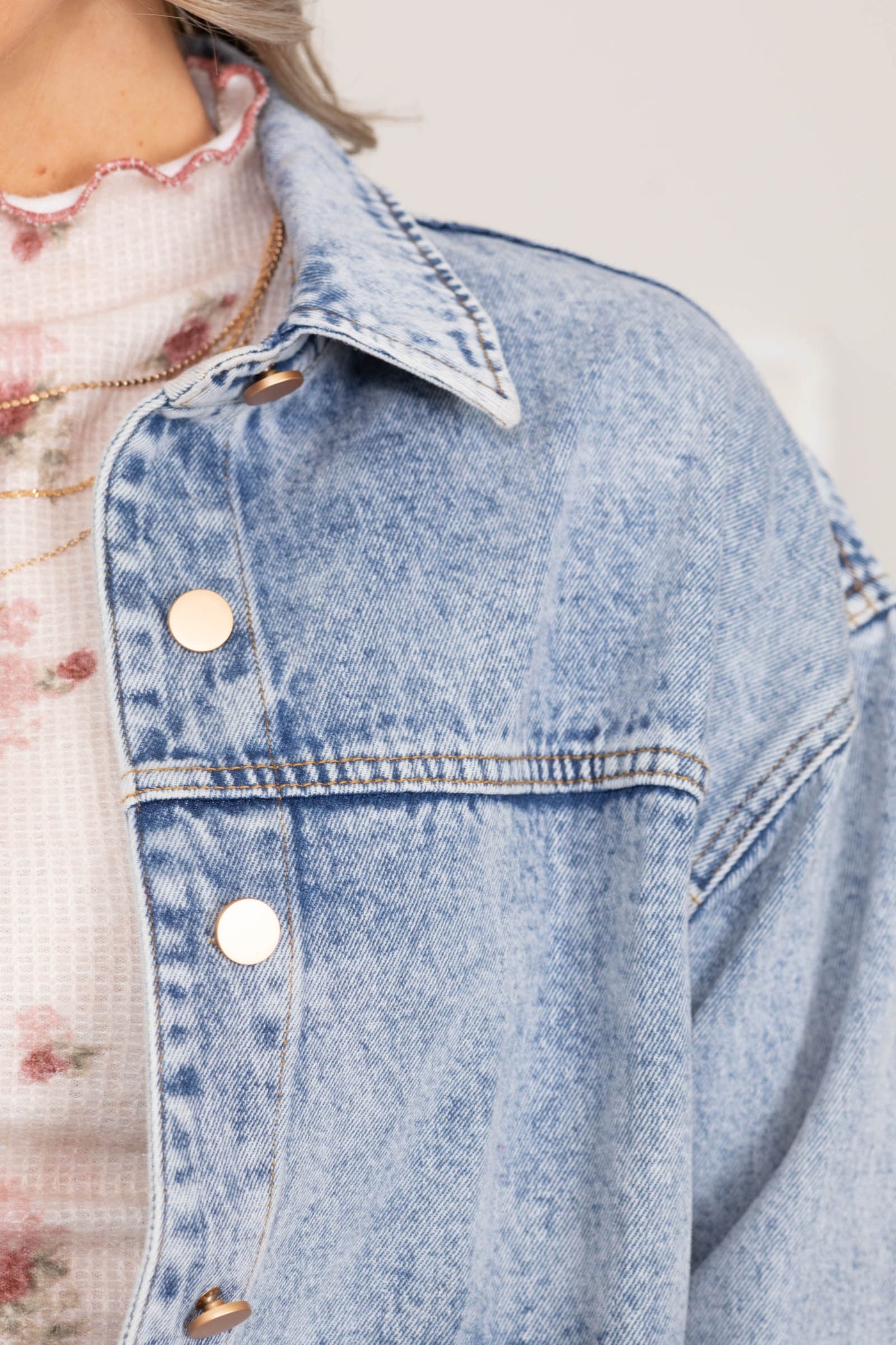 Vintage Denim Jacket With Square Pockets