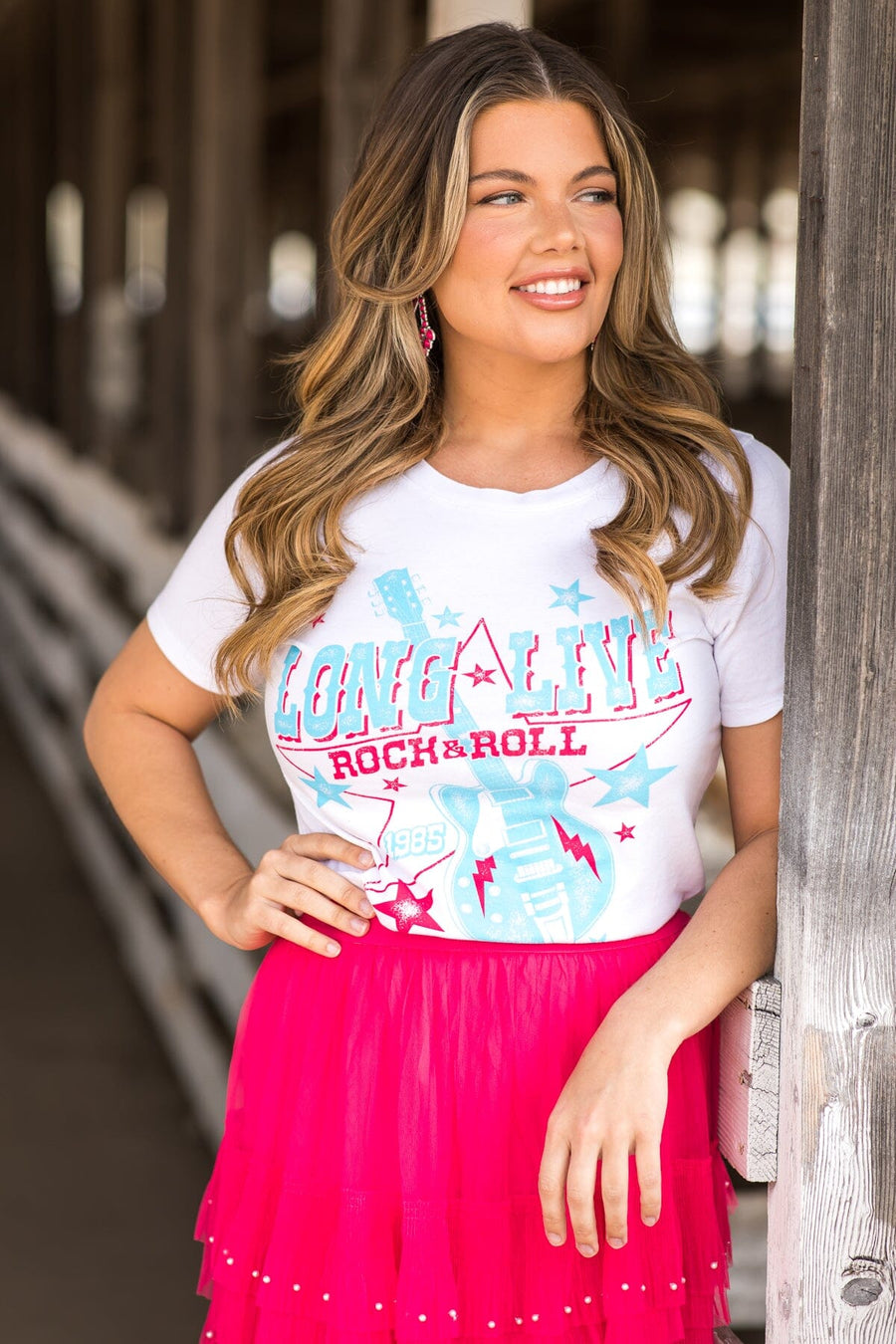 White Long Live Rock & Roll Graphic Tee - Filly Flair