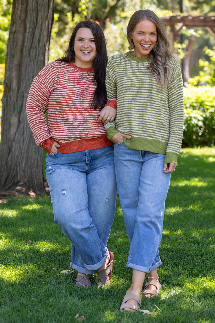 Staccato Two Tone Waffle Striped Sweater