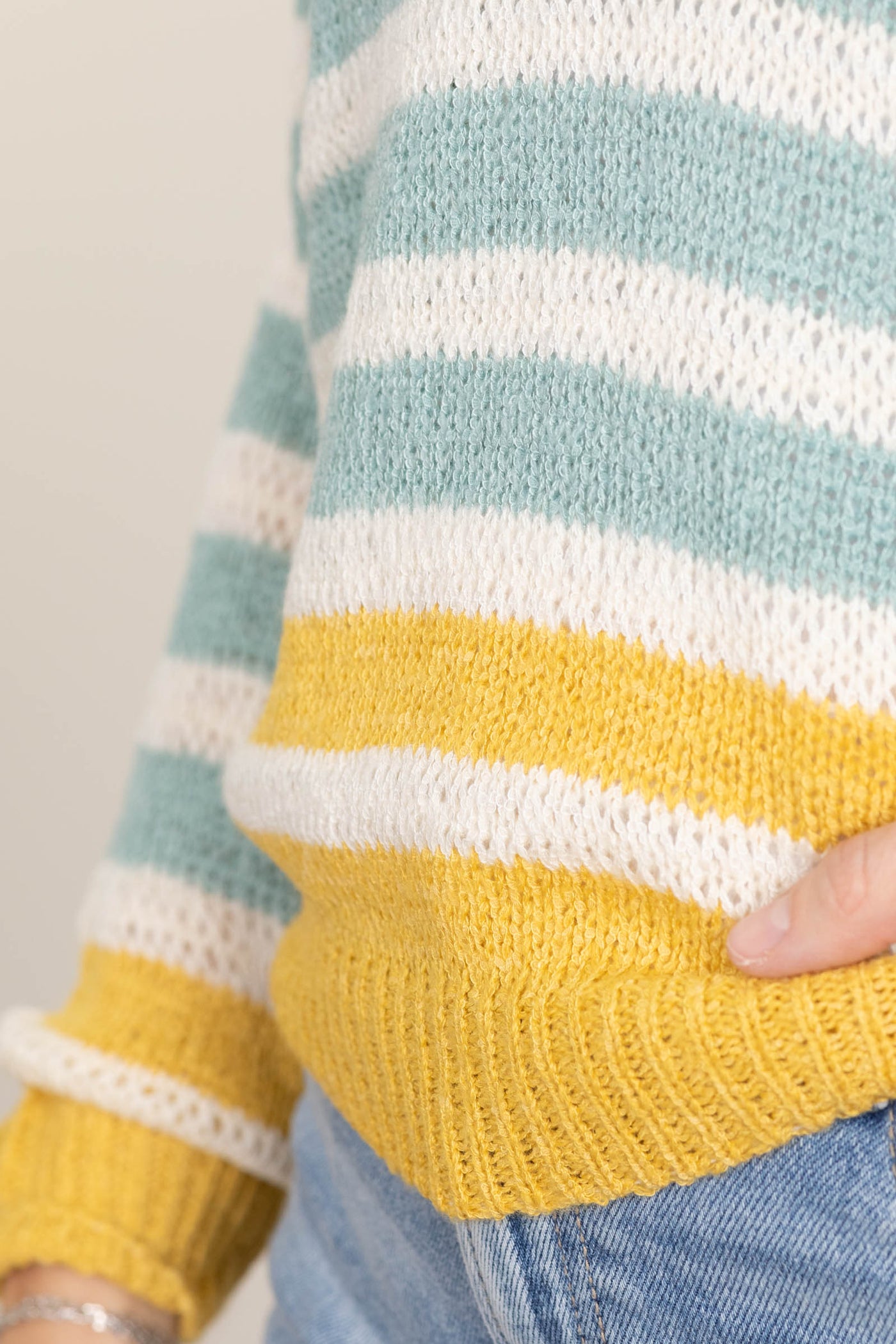 Multi Stripe Sweater Knit Tops