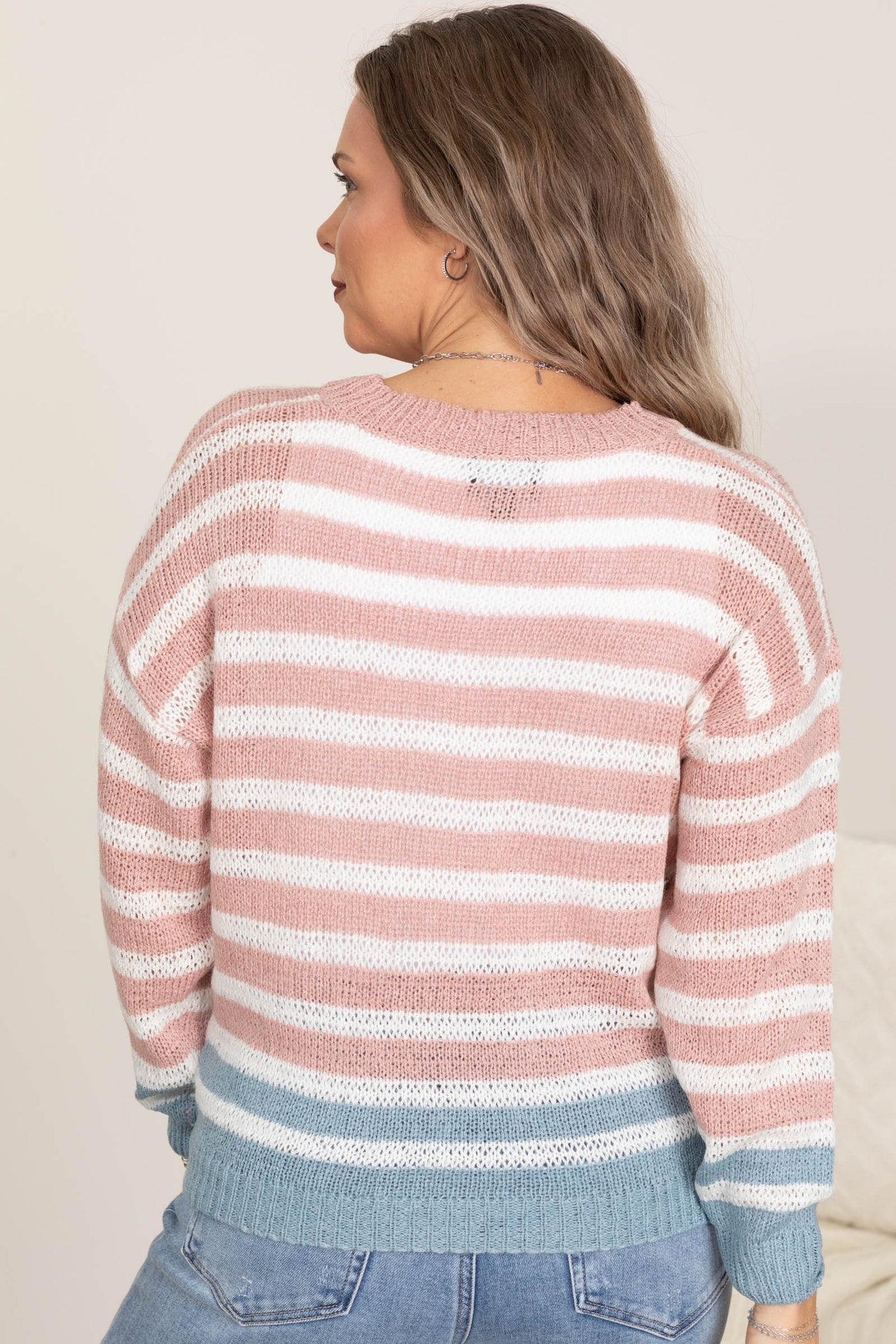 Multi Stripe Sweater Knit Tops