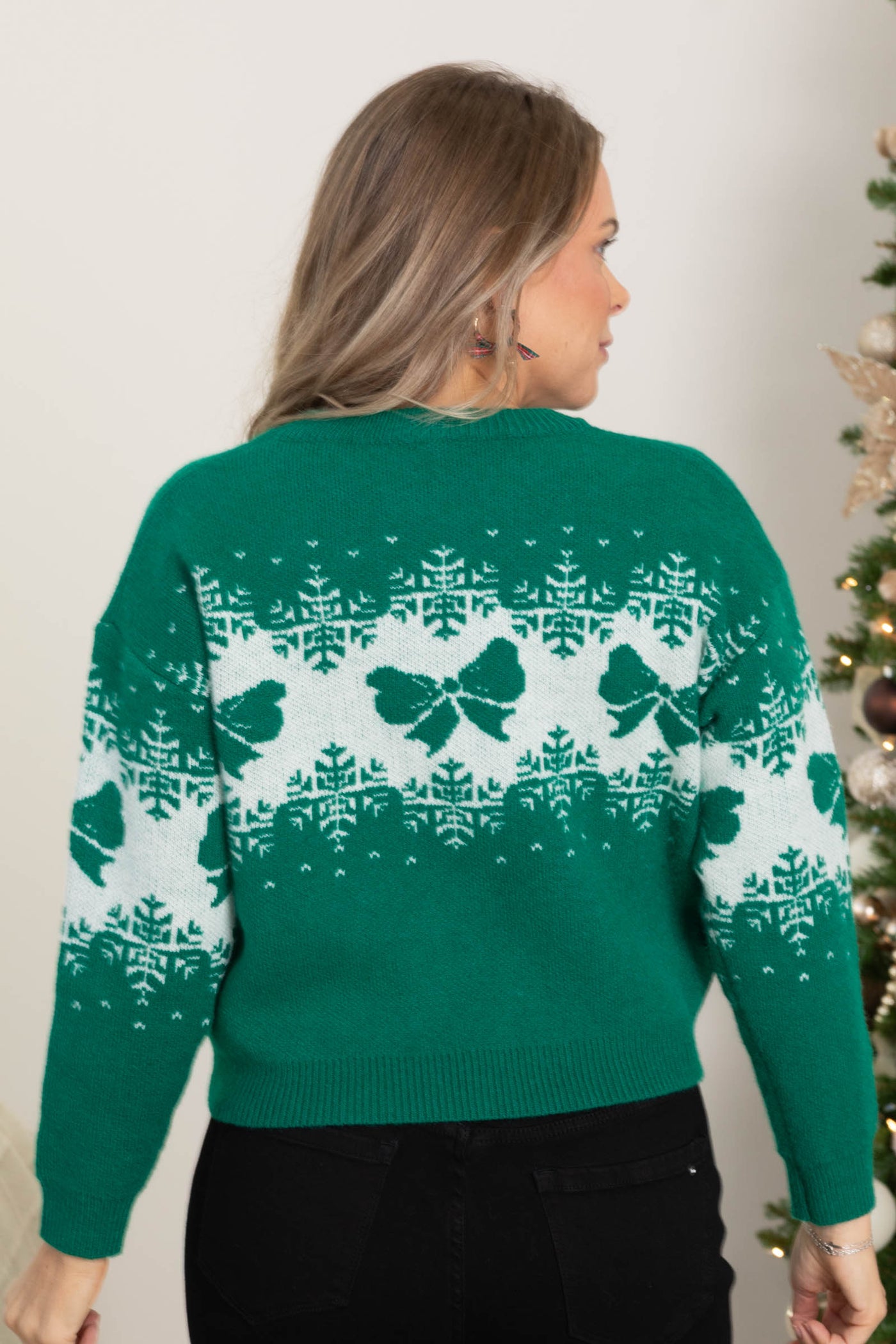 Ribbon And Snowflake Christmas Holiday Sweater
